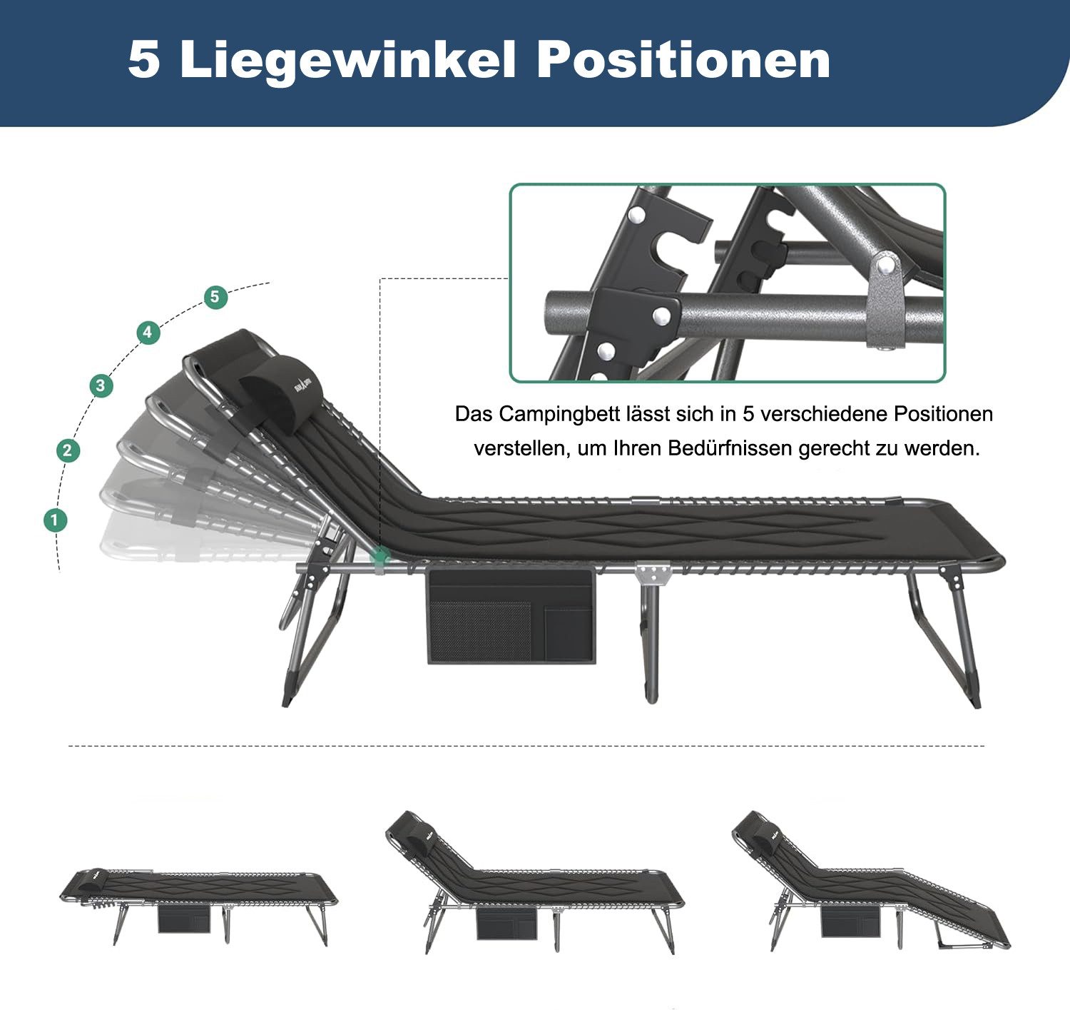 UDPATIO Campingliege Camping Betten Feldbetten Klappbar, günstig online kaufen