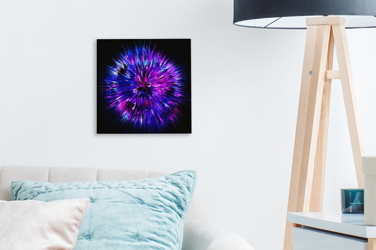 Wohnzimmer OneMillionCanvasses® Schlafzimmer St), für (1 Violette Leinwand Geometrie einer Leinwandbild in Bilder Explosion, Form