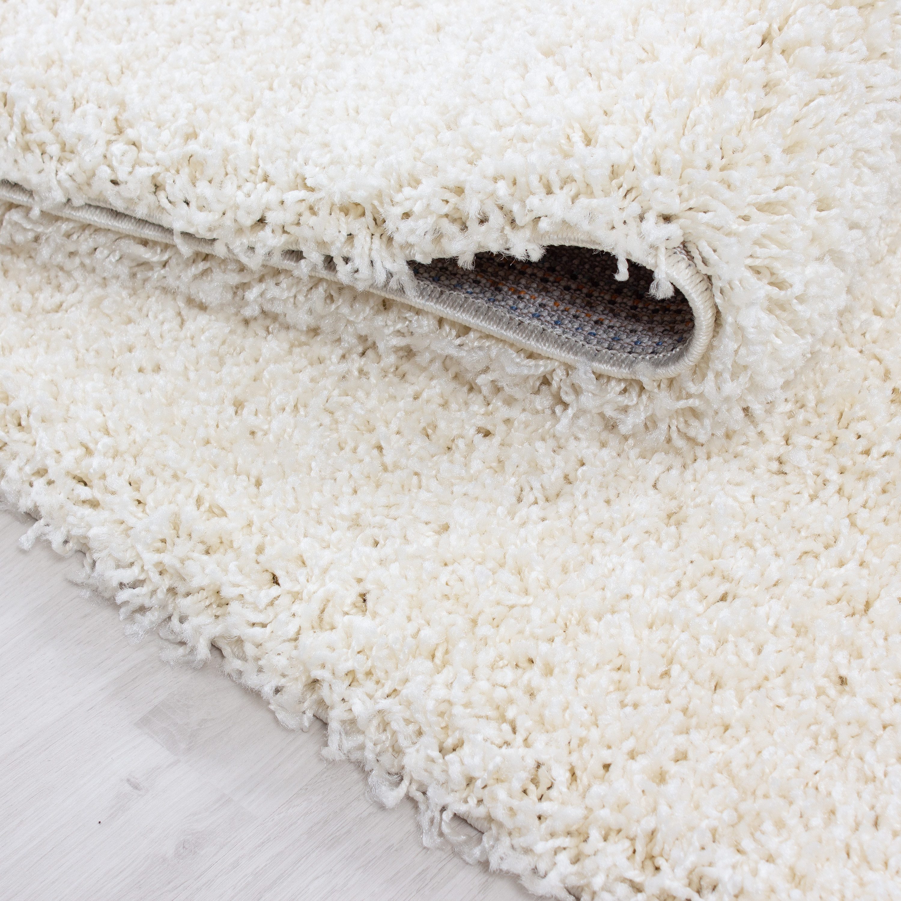 KADIMA DESIGN Teppich RHEIN Shaggy Langflor Wohnzimmer Schlafzimmer Waschbar Esszimmer, Läufer, Höhe: 32 mm, Creme, 80x150 cm, Wohnzimmerteppich Strapazierfähig Waschbar