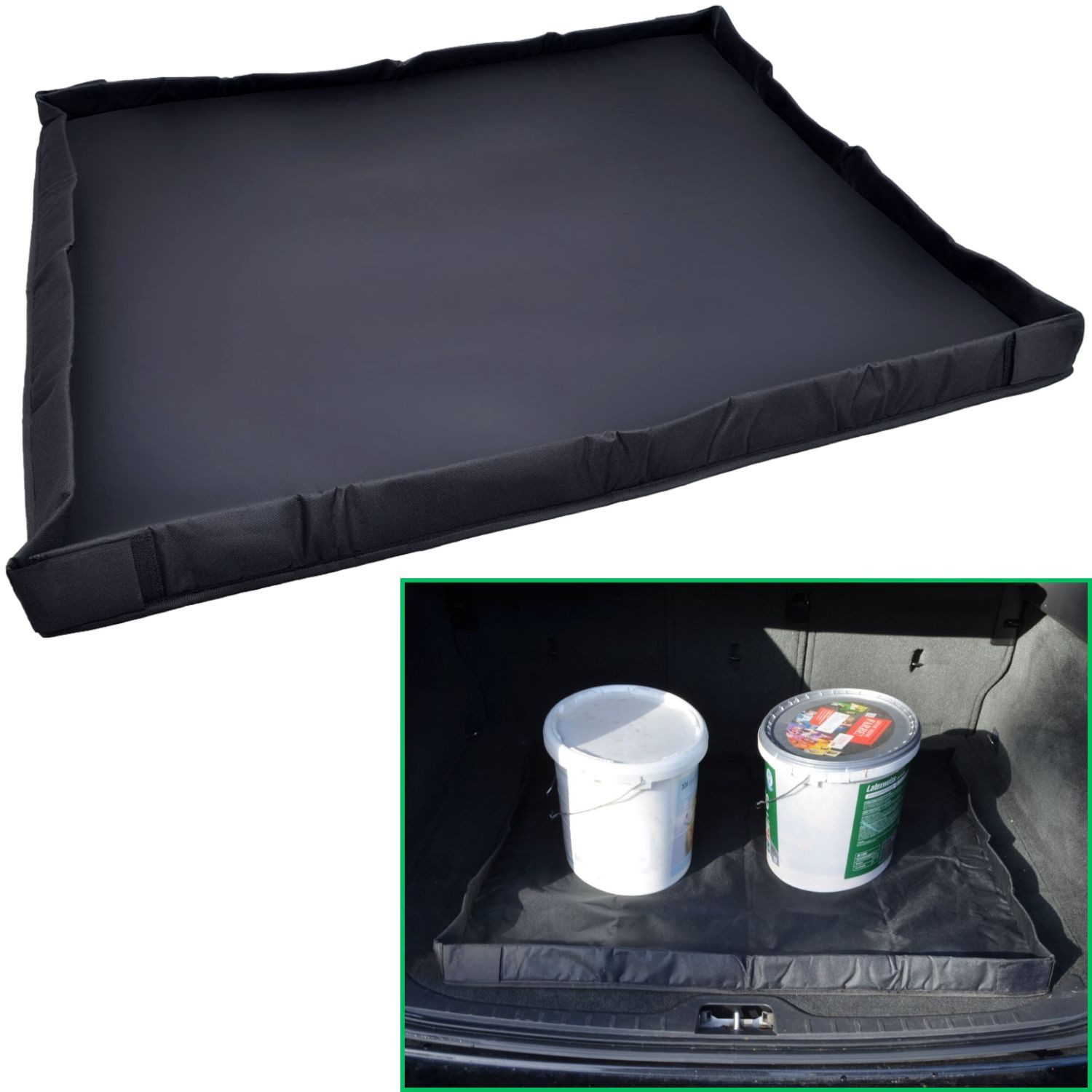 Diedrich Filmer GmbH Kofferraumwanne Universal Kofferraum-Schutzdecke 88x76cm Schwarz (1 St), für Universal PKW, Kofferraumwanne Kofferraummatte PKW Auto Schutz Schutzmatte Wanne Rand