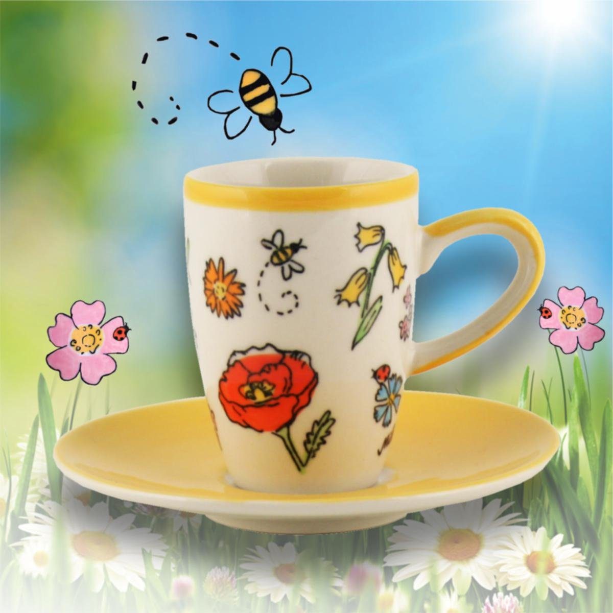 Espresso-Tasse Keramik Mila Mila mit Lovely Untere Flowers, Keramik Espressotasse