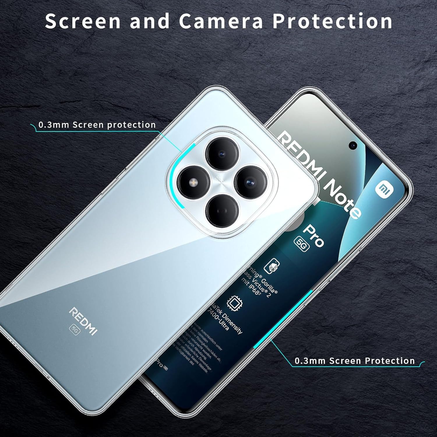 MSM Handyhülle Hülle + 2X Schutzglas für Xiaomi Redmi Note 15 Pro 5G Full 9H – Bild 3 von 5