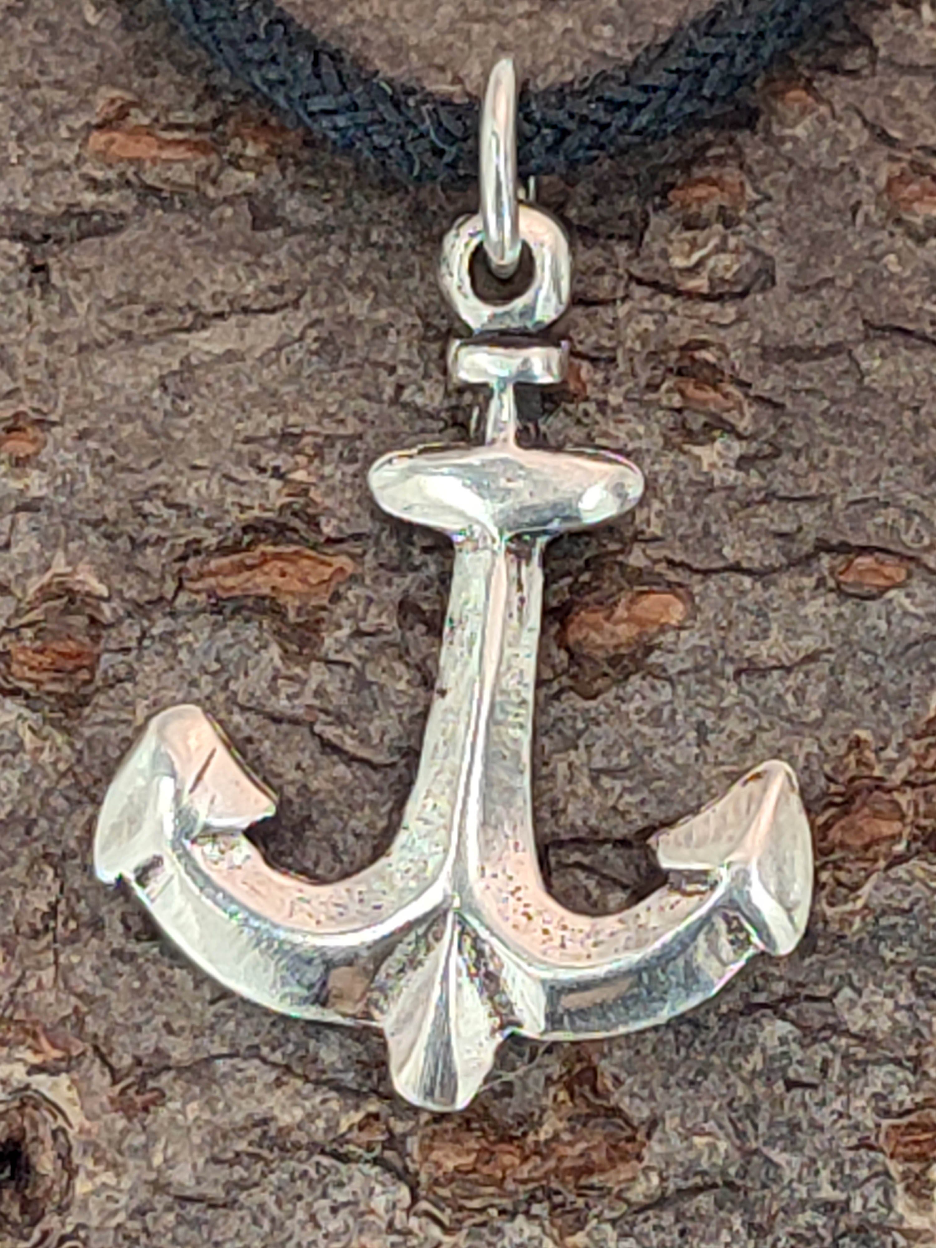 Kiss of Leather Kettenanhänger Anker Anhänger 925 Silber Seefahrt Seil