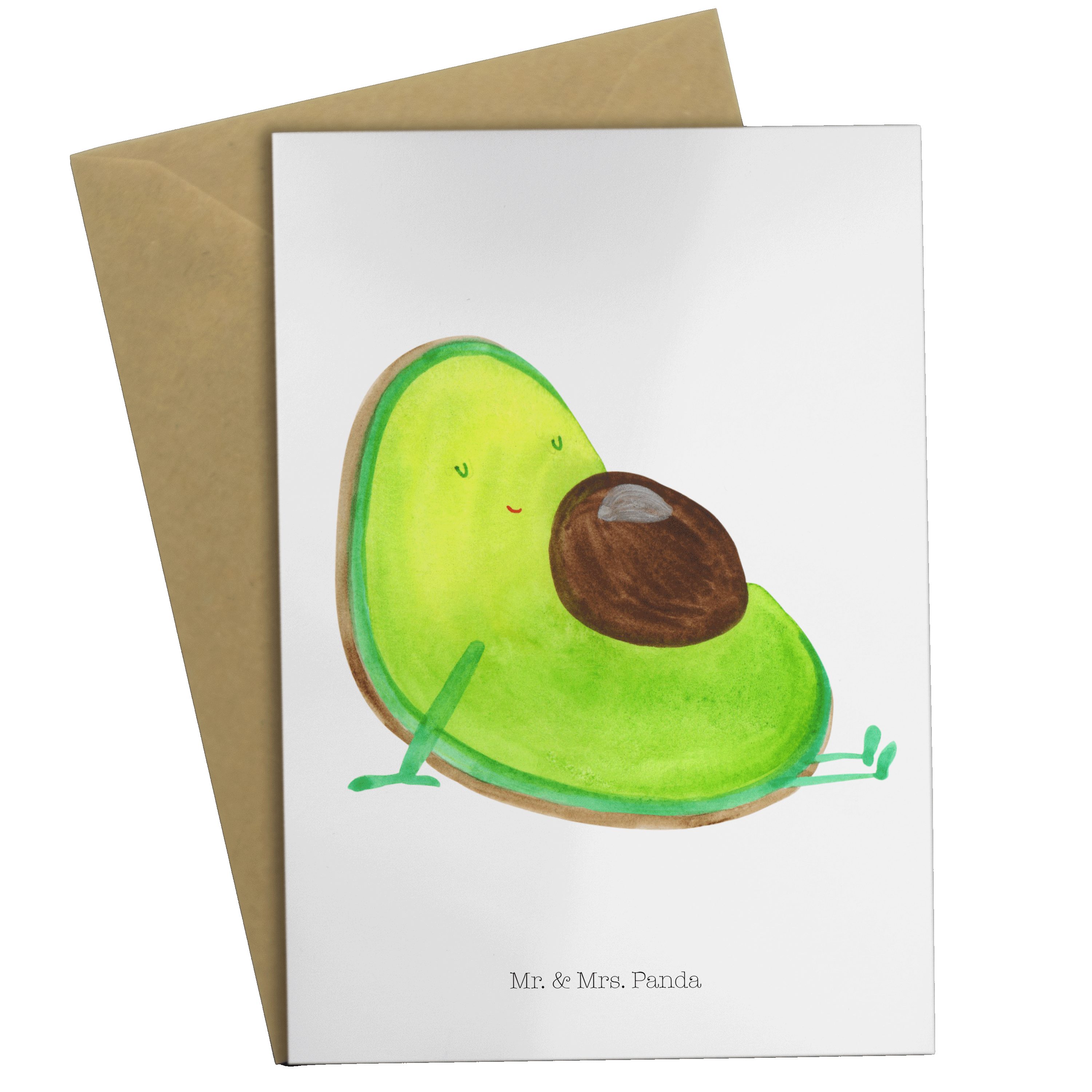 & Mrs. Panda - Weiß Geburtstagskarte, Grußkarte Klappk - schwanger Avocado Geschenk, Veggie, Mr.