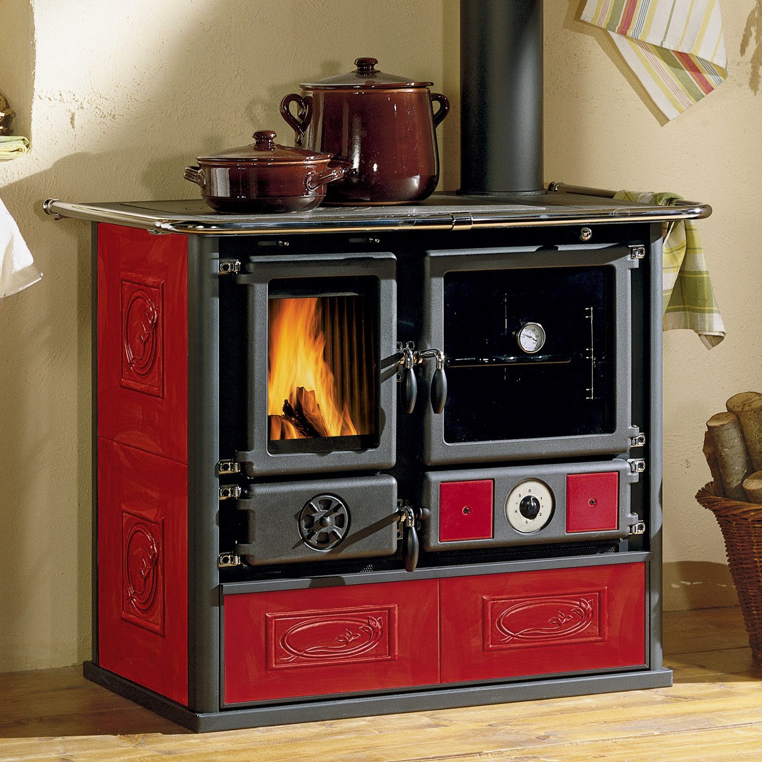 La Nordica Kaminofen La Nordica Termorosa DSA, Wasserführender Küchenofen, Liberty Bordeaux, 15.5 kW, Küchenofen wassergeführt