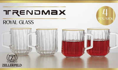 ZELLERFELD Gläser-Set 4er-Gläser-Set Wassergläser Teegläser mit Goldumrandung transparent