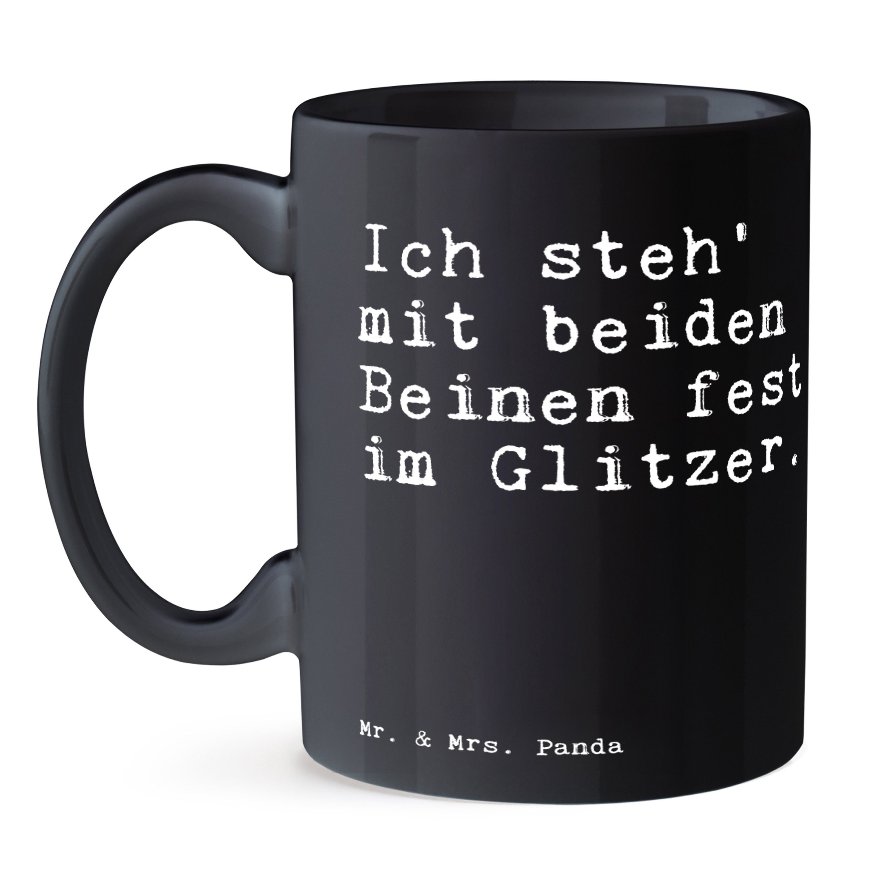 Schwarz Mr. Schwarz & steh' Keramik Panda beiden... Mrs. - - witzig, Kaffeet, Spruch, mit Tasse Ich Geschenk,