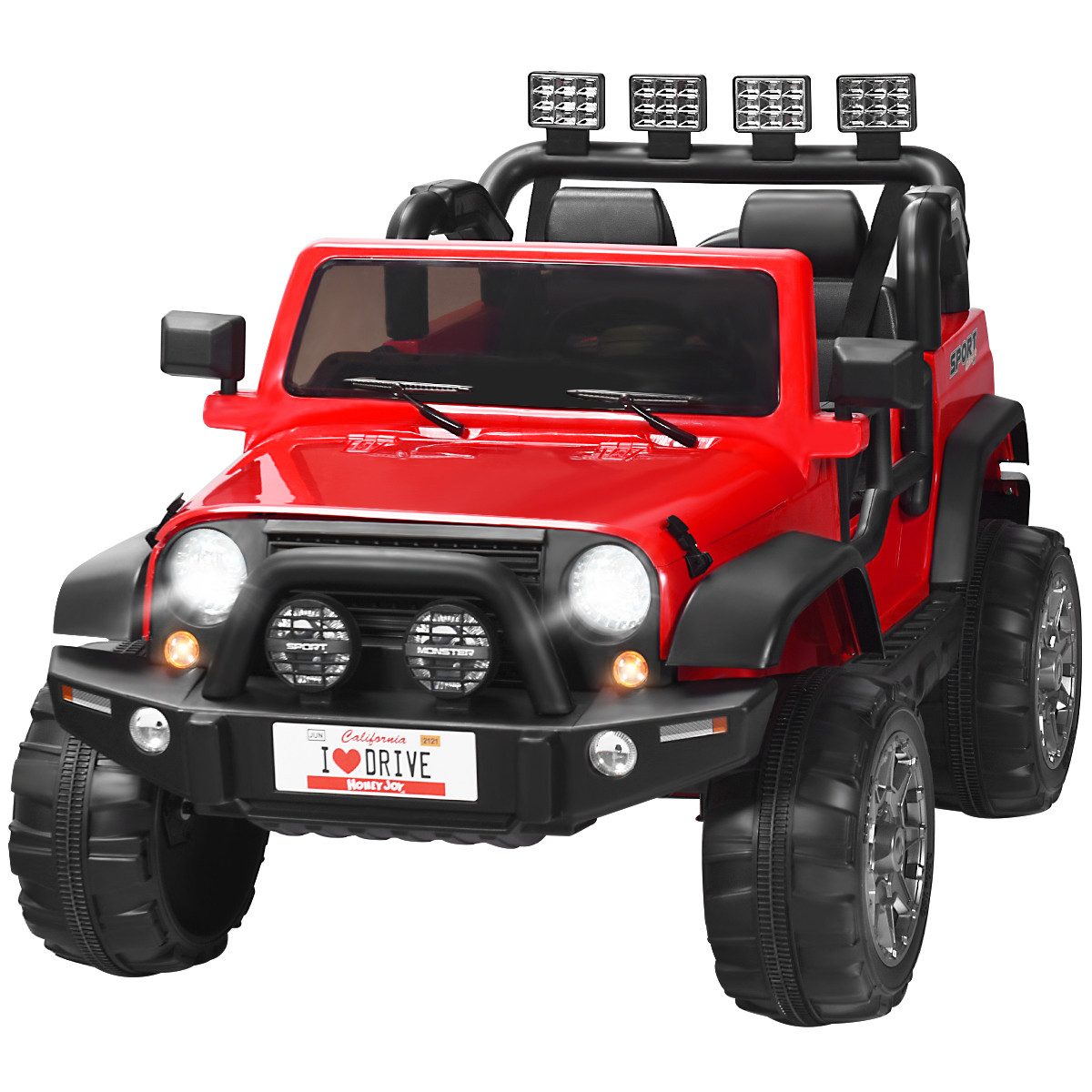 COSTWAY Elektro-Kinderauto 12V, mit 2 Sitzen