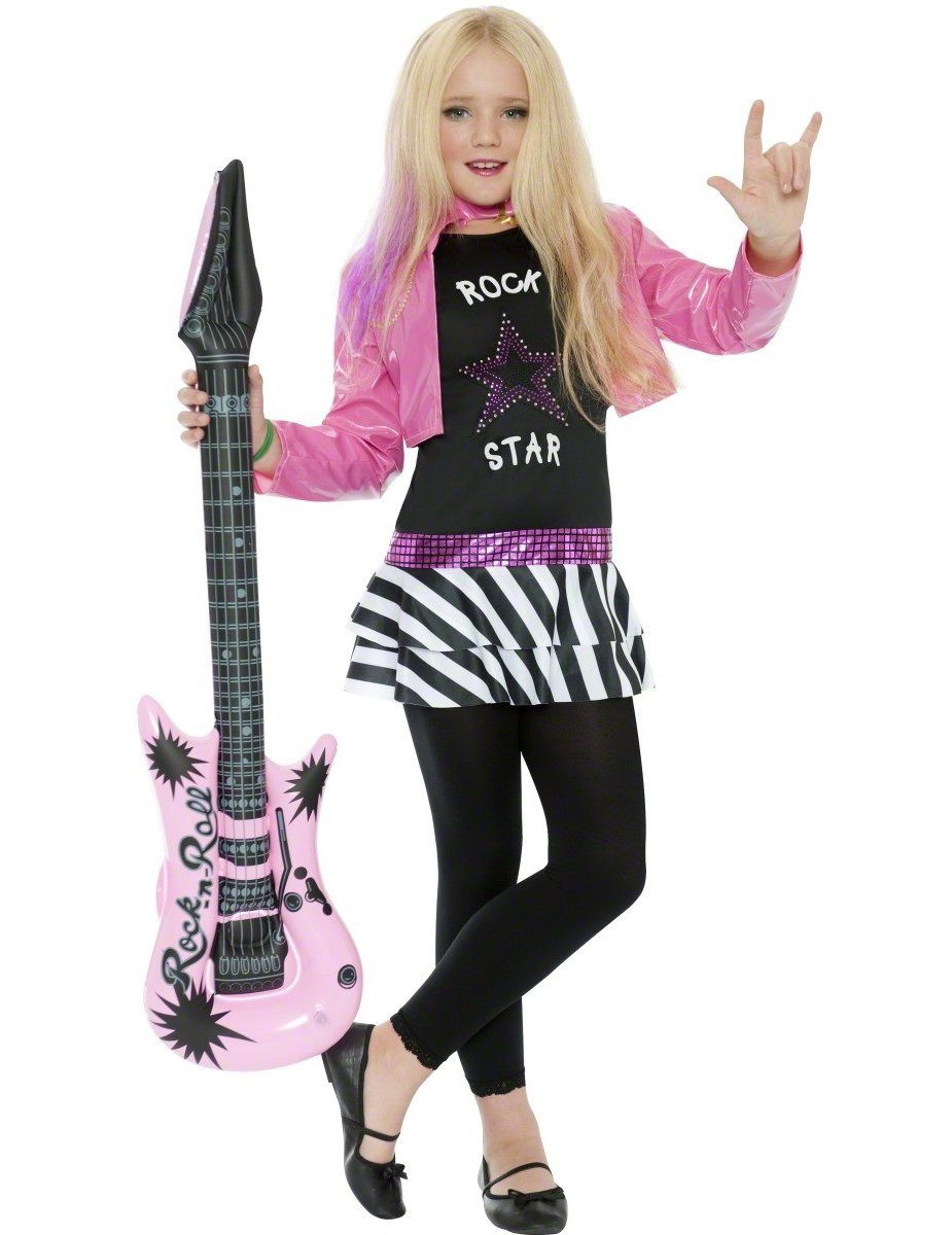 Rubies Niederlande b.v. Kostüm 80er Rockstar Popstar Mädchen Kinderkostüm pink-schwarz-weiss