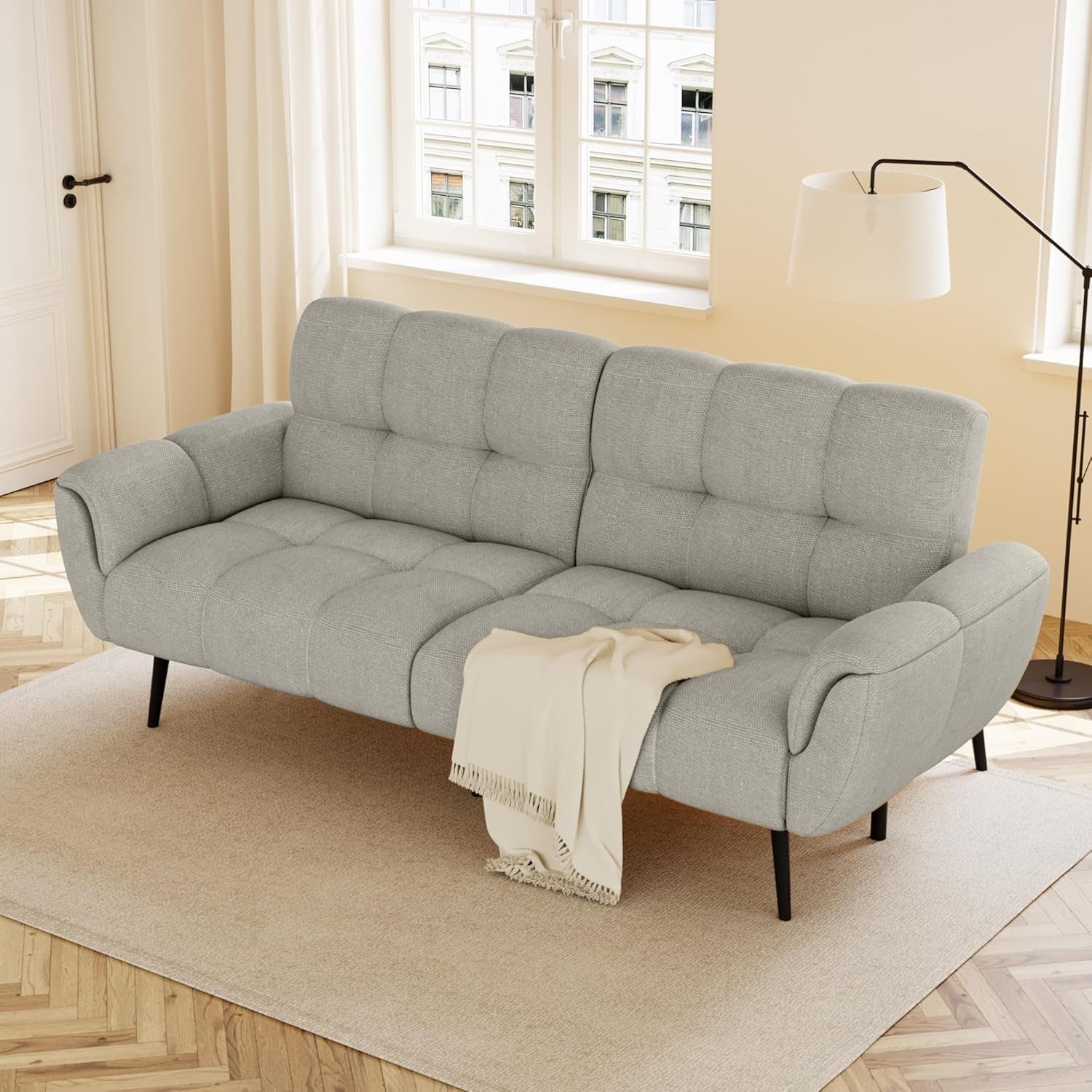 Jiexi 3-Sitzer Sofa Mit Schlaffunktion, Klappsofa Sofa 3 Sitzer, Geeignet Wohnzimmer