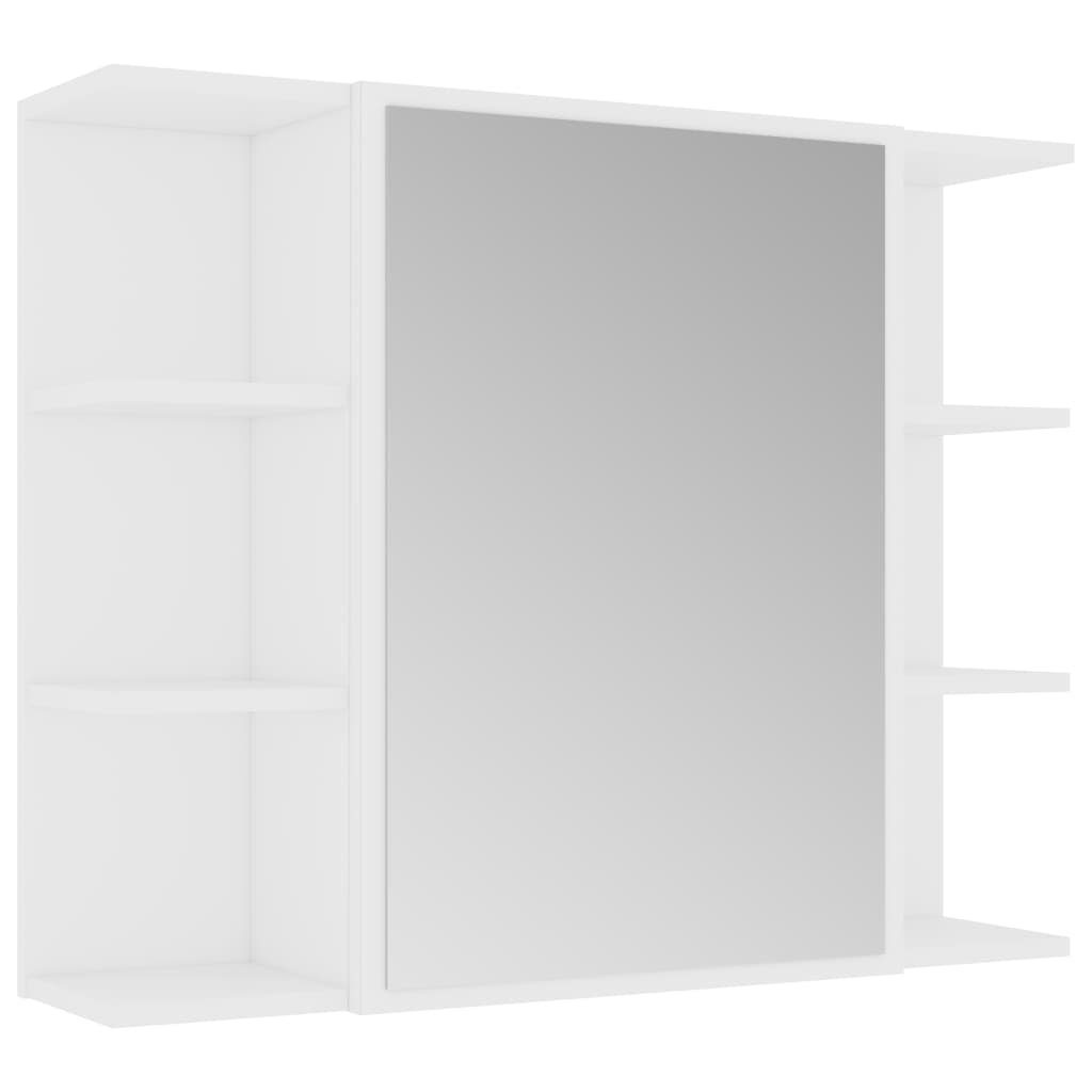 vidaXL Badezimmerspiegelschrank Bad-Spiegelschrank Weiß 80×20,5×64 cm Holzwerkstoff (1-St)
