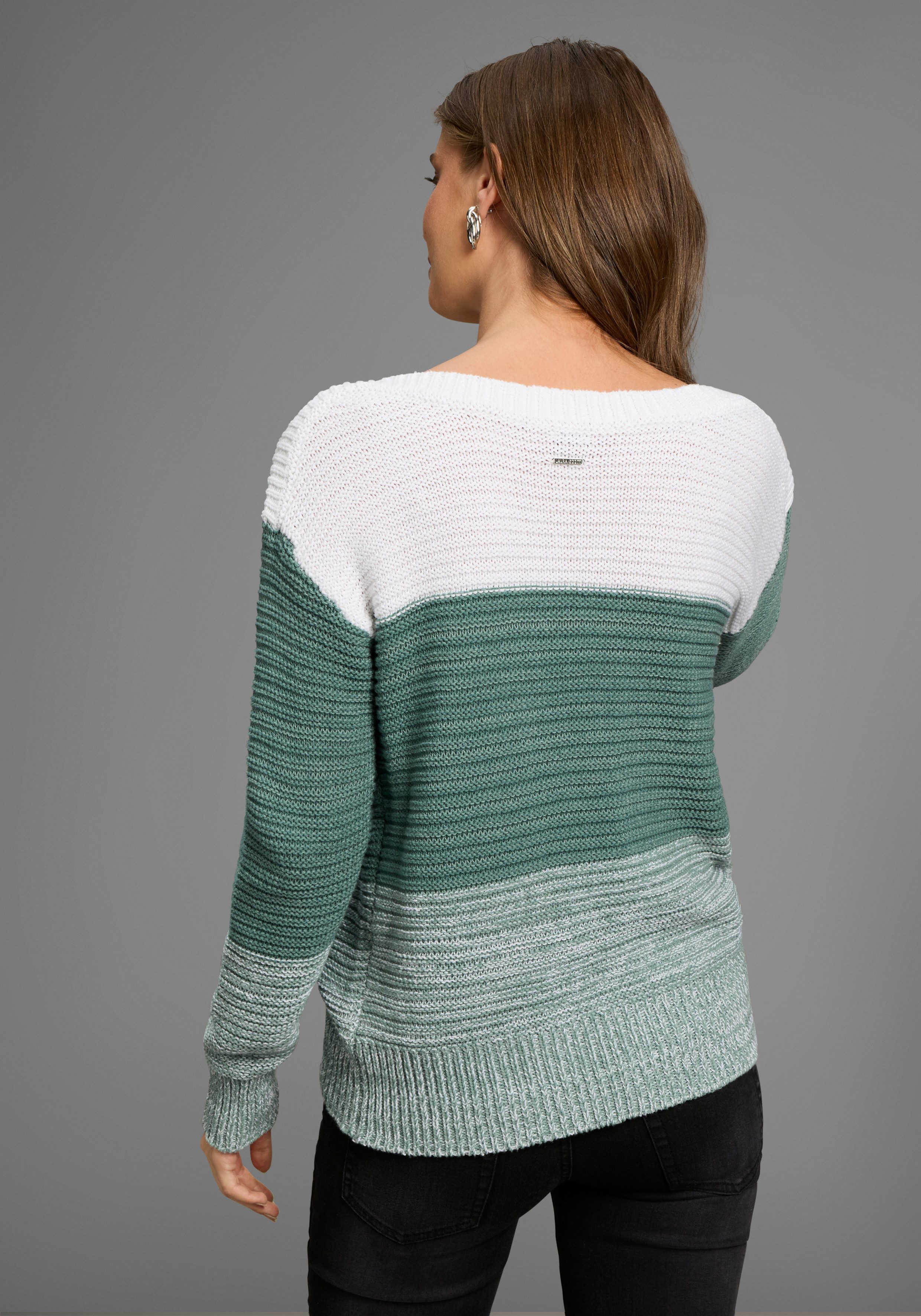 Laura Scott Streifenpullover leichter Übergangspullover mit Strukturstrick günstig online kaufen