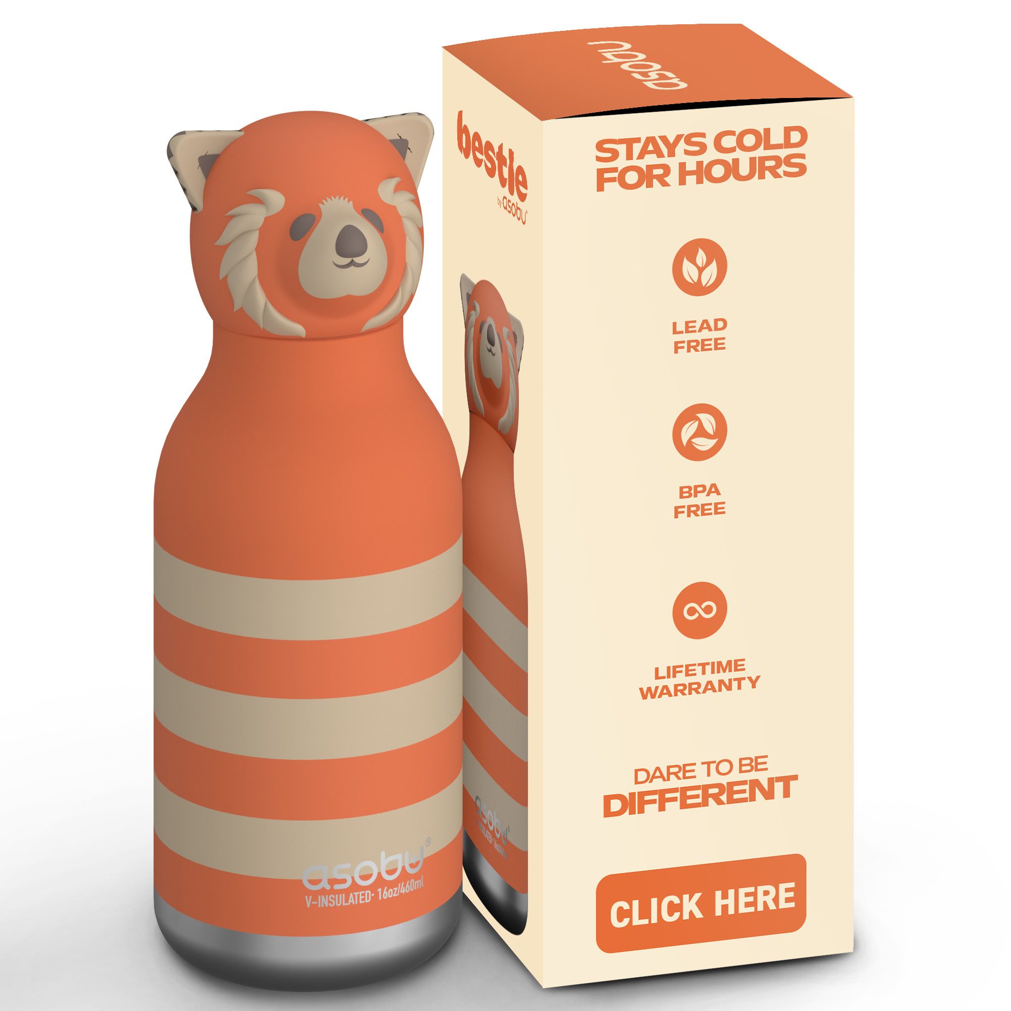 ASOBU Trinkflasche Asobu® Kindertrinkflasche BESTIE mit Strohhalm 460ml