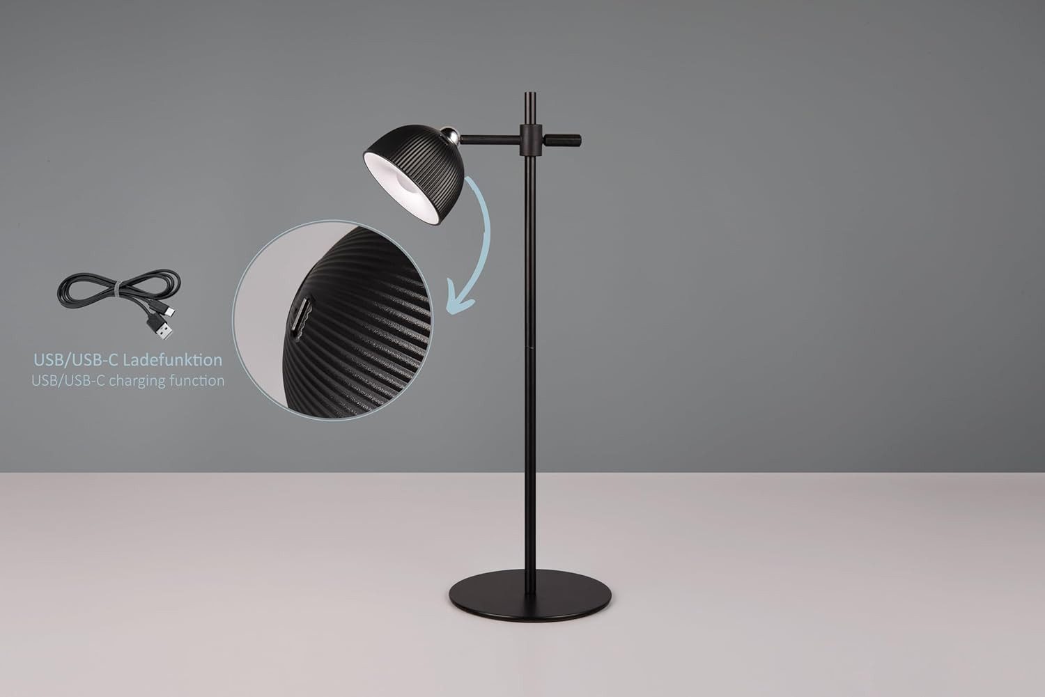 lightling LED Tischleuchte Maximillian, Touchfunktion, LED fest integriert, Warmweiß, Klemmleuchte, 4 fach Touch, höhenverstellbar, Akkubetrieb
