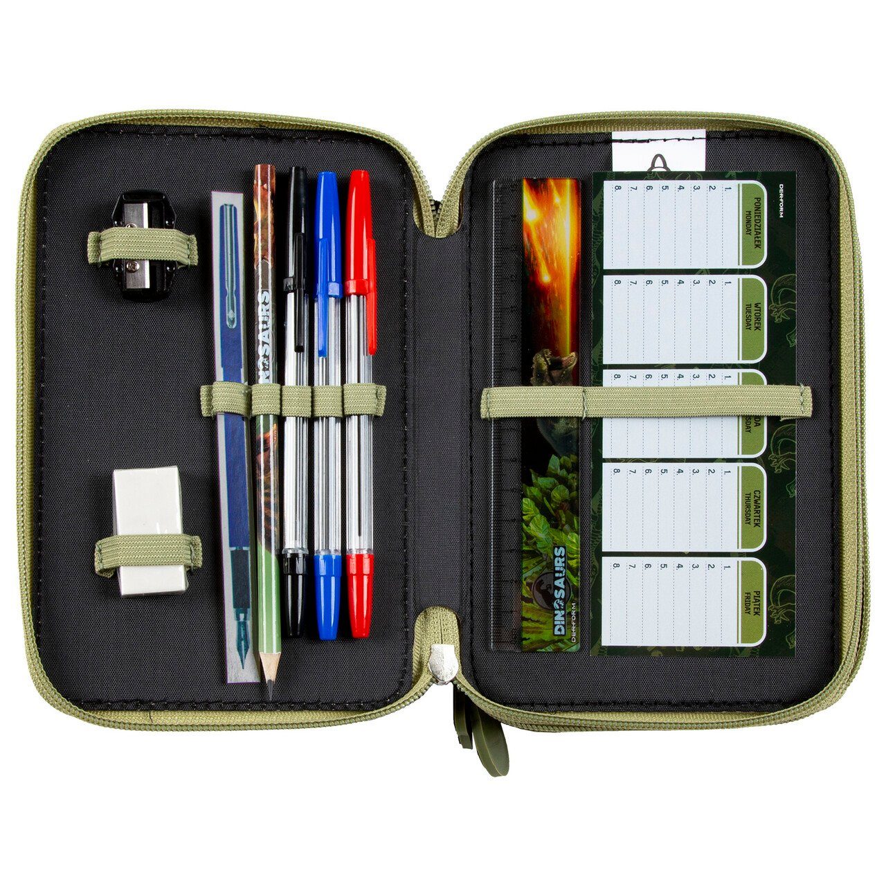 Derform 3-Fach Federmappe Mit 43 Teilen - Süßer Hund Motiv Schlampermäppchen