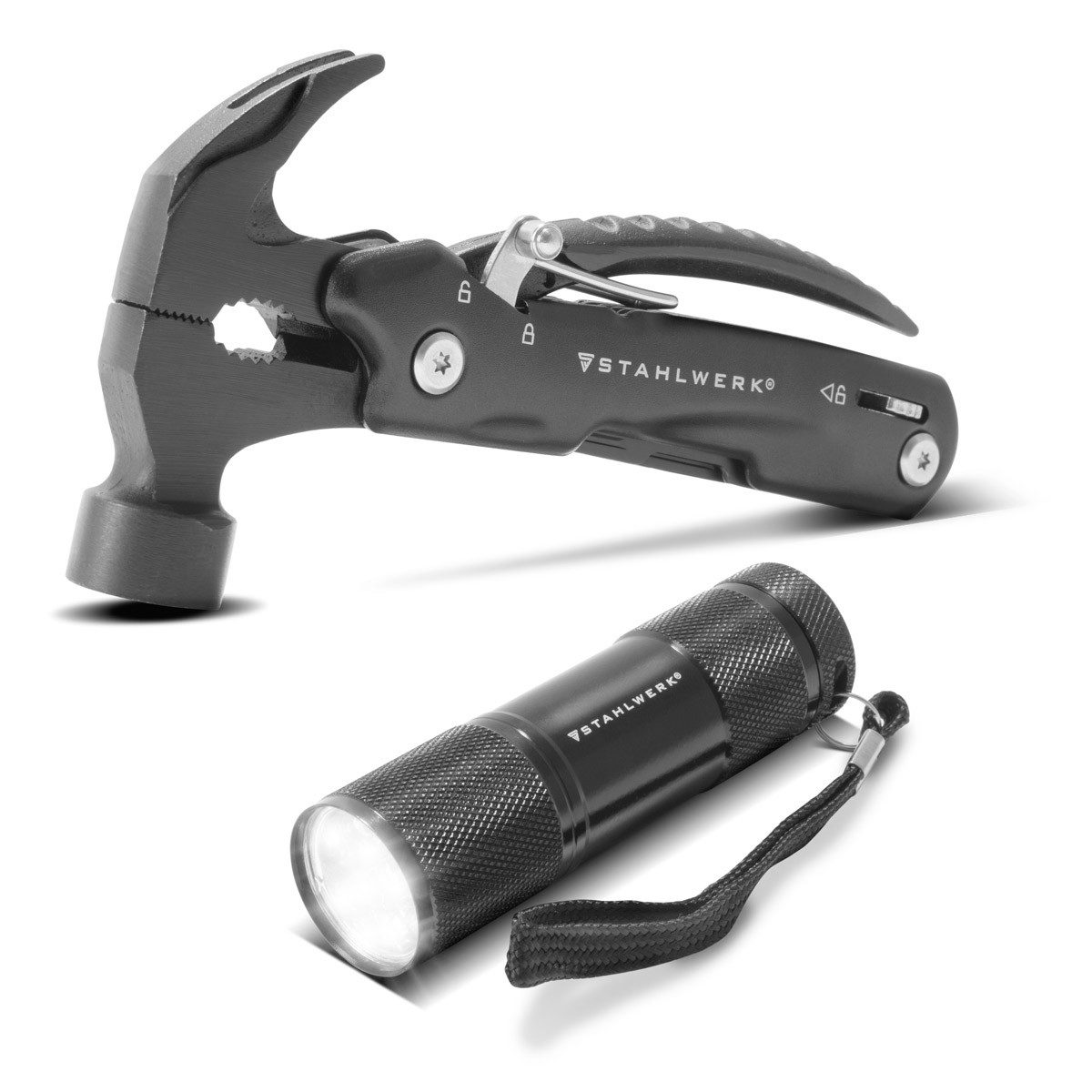 STAHLWERK Multitool Multitool, 12 Werkzeuge, Multifunktionswerkzeug, (Packung, 1 St., Set), aus rostfreiem, gehärtetem Edelstahl gefertigt