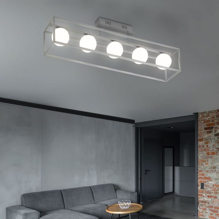 WOFI LED Deckenleuchte Leuchtmittel inklusive Warmweiß Deckenleuchte Wohnzimmerlampe LED Glas Deckenlampe silber