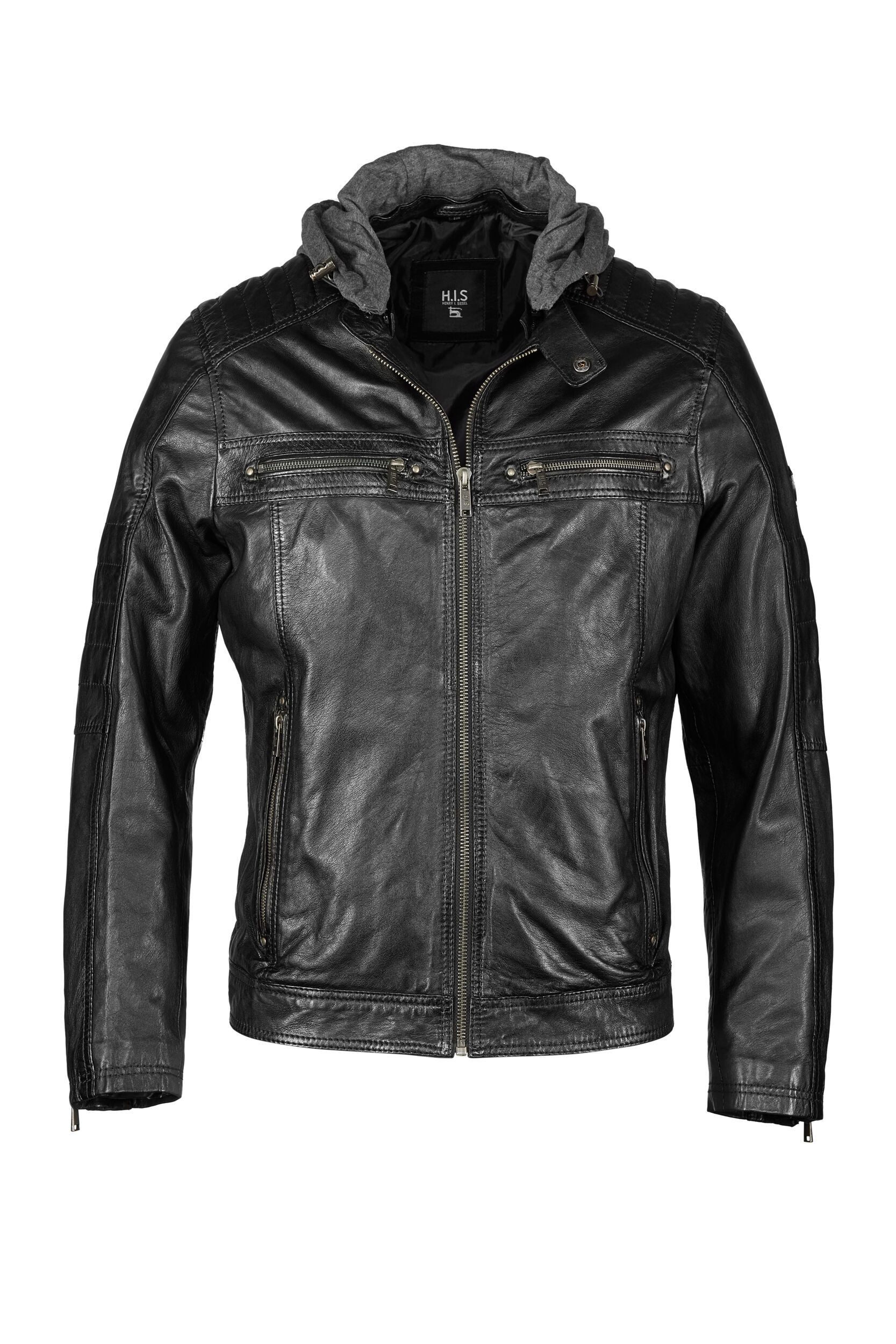 H.I.S Lederjacke (1-St) mit Kapuze günstig online kaufen