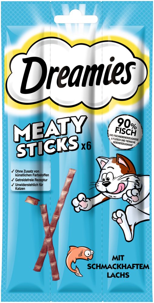 Dreamies DREAMIES™ Meaty Sticks Lachs 6 x 5g, für: Katze