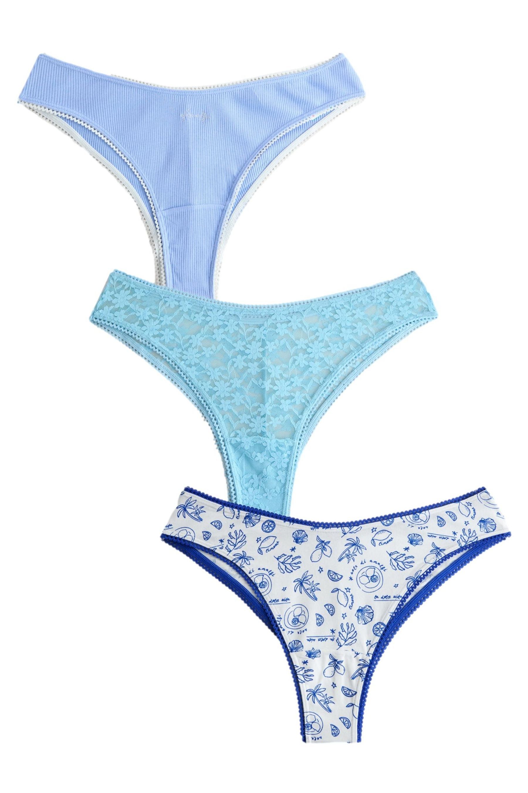 Brasilslip Baumwoll-Spitzenslips im 3er-Pack, Brazilian