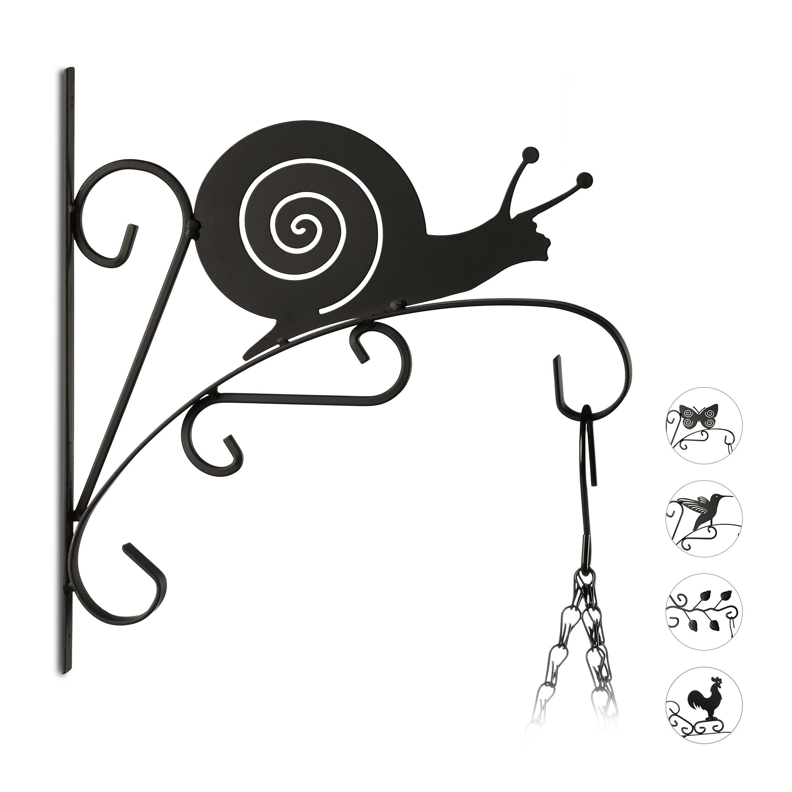 relaxdays Wandhaken 3 tlg. Blumenhaken Tiere Set, Blumenkränze, Meisenknödel, Blumenampeln, Blumentöpfe, Laternen, Windspiele, Kräuterbündel, Pflanzkörbe, (3-St)