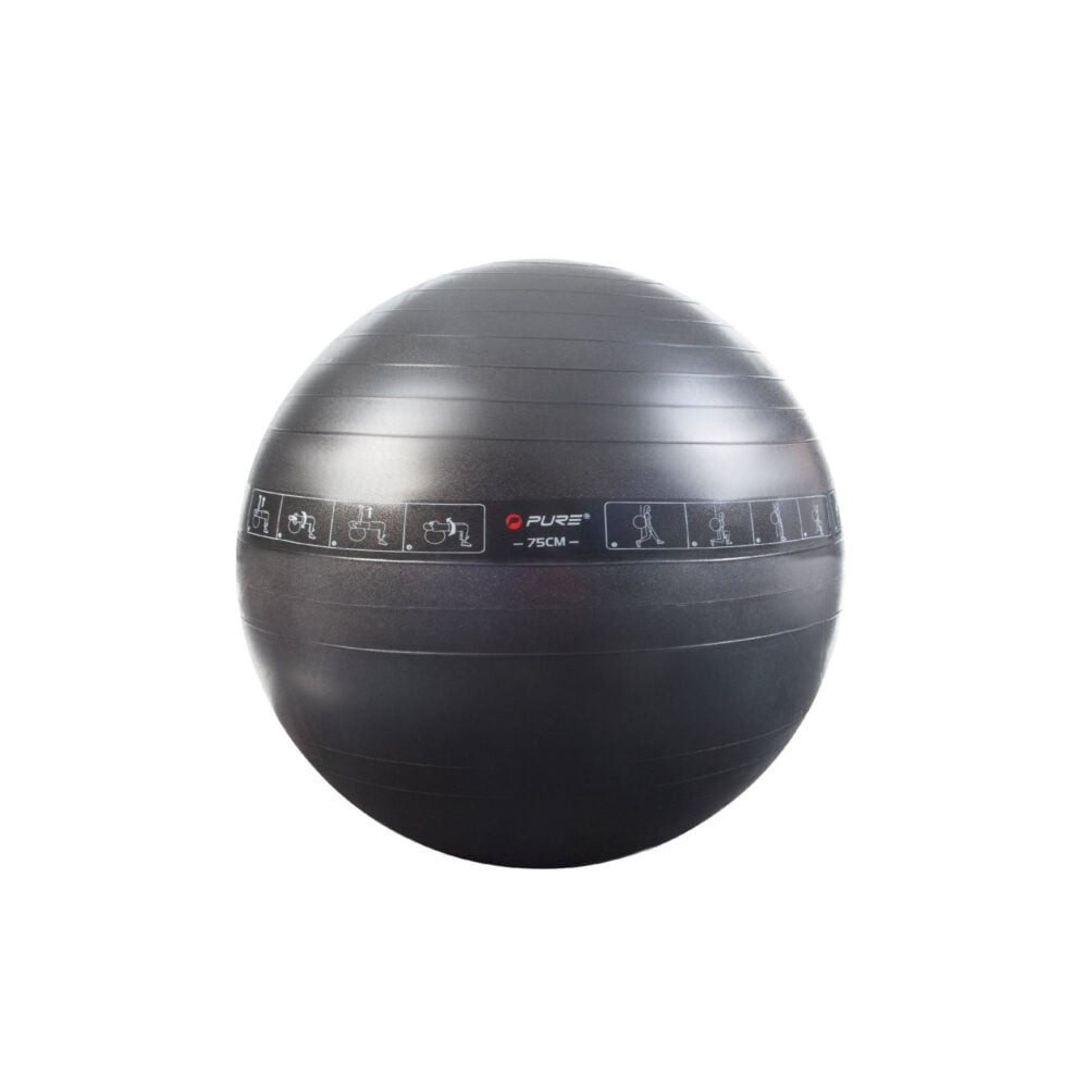 Pure 2 Improve Gymnastikball Pilatesball (weiche Oberfläche, hautsympathisch) 75cm schwarz