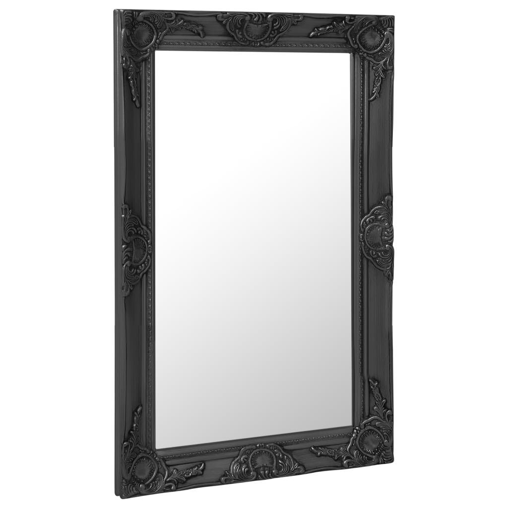 vidaXL Barockspiegel aus Holz und Glas in Schwarz (BxH: 50x80 cm)