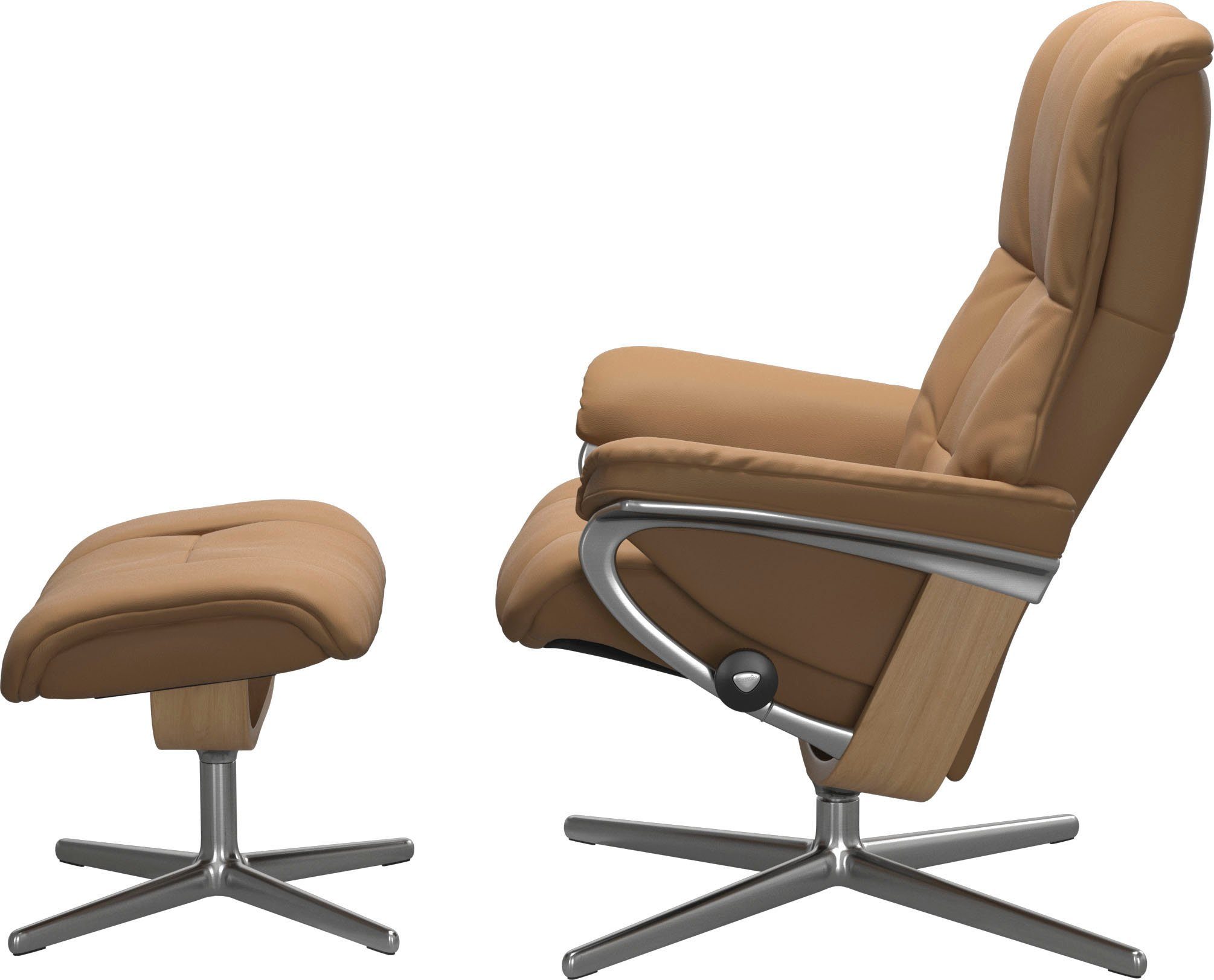 (Set, Eiche L, Relaxsessel Mayfair Base, Hocker), Größe M Stressless® mit Hocker, S, Holzakzent mit Relaxsessel & Cross mit