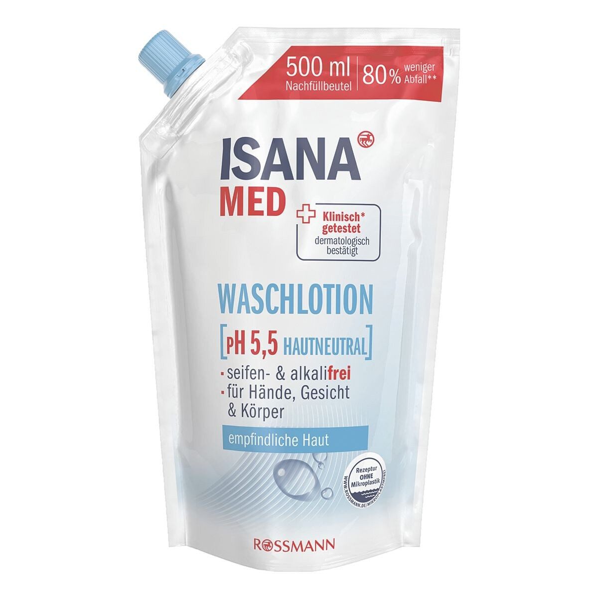 ISANA Flüssigseife pH 5,5 hautneutral, 500 ml, Nachfüllbeutel