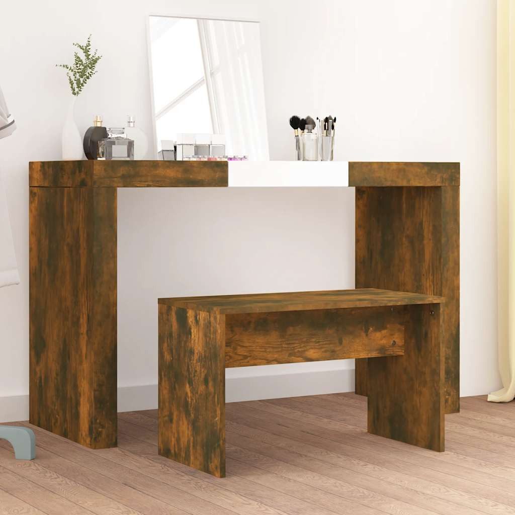 vidaXL Sitzhocker Schminkhocker Räuchereiche 70x35x45 cm Holzwerkstoff