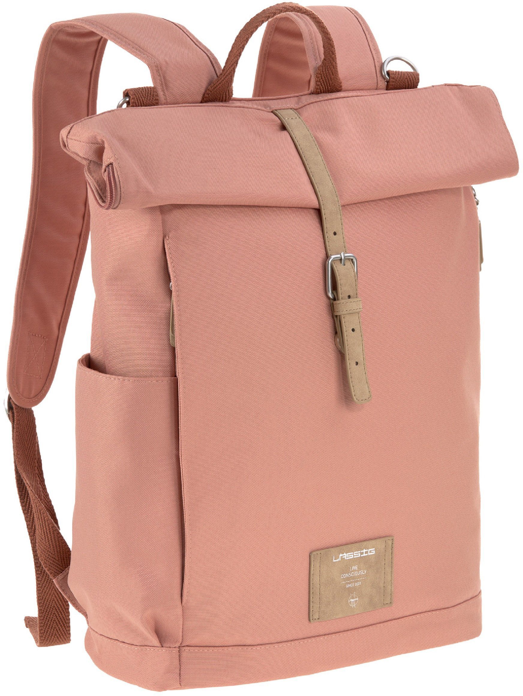 LÄSSIG Wickelrucksack Green Label, Rolltop, cinnamon, PETA-approved vegan; zum Teil aus recyceltem Material | Wickeltaschen