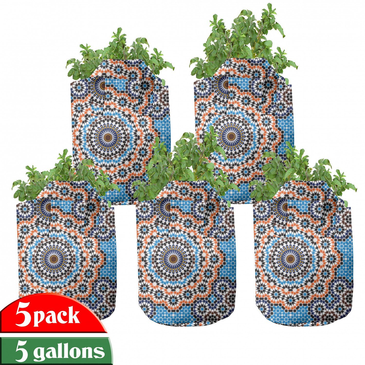 Abakuhaus Pflanzkübel hochleistungsfähig Stofftöpfe mit Griffen für Pflanzen, Marokkanisch Marokkanische Keramik-Fliese