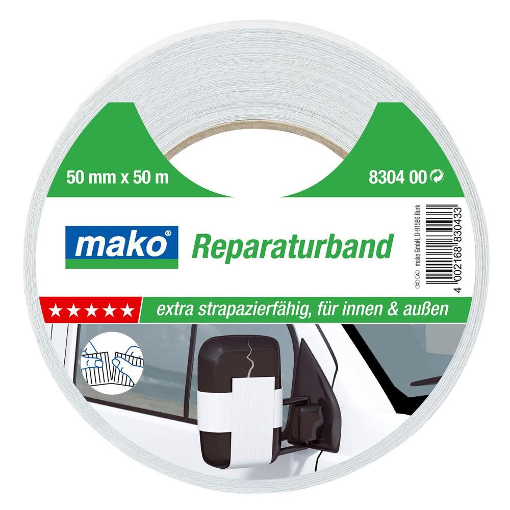 mako Klebeband Reparaturband 50 mm x 50 m, weiß