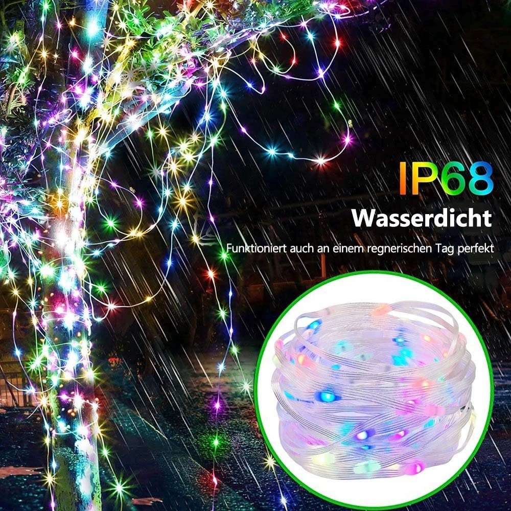 Schlafzimmer RGB, Musiksyn, Farbe, LED-Lichterkette USB; Rosnek Party 10/20M, für Vorhang Deko App/Fernbedienung, DIY Smart, Weihnachten, Wasserdicht,