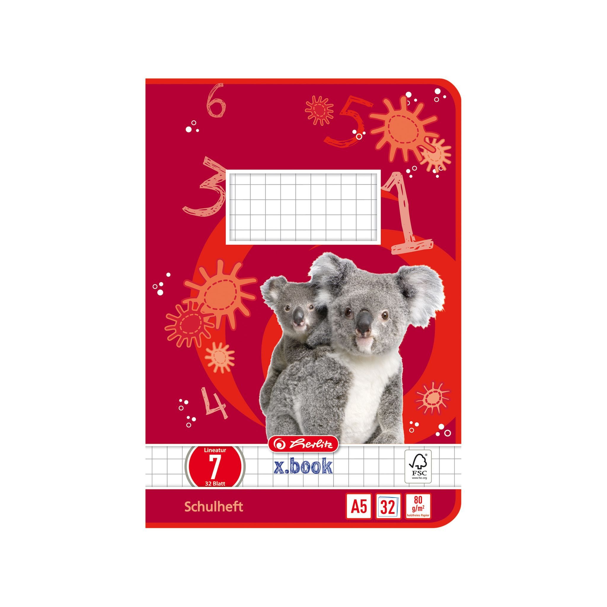 Herlitz Schulheft Herlitz Heft A5 32 Blatt Lineatur 07 FSC Mix
