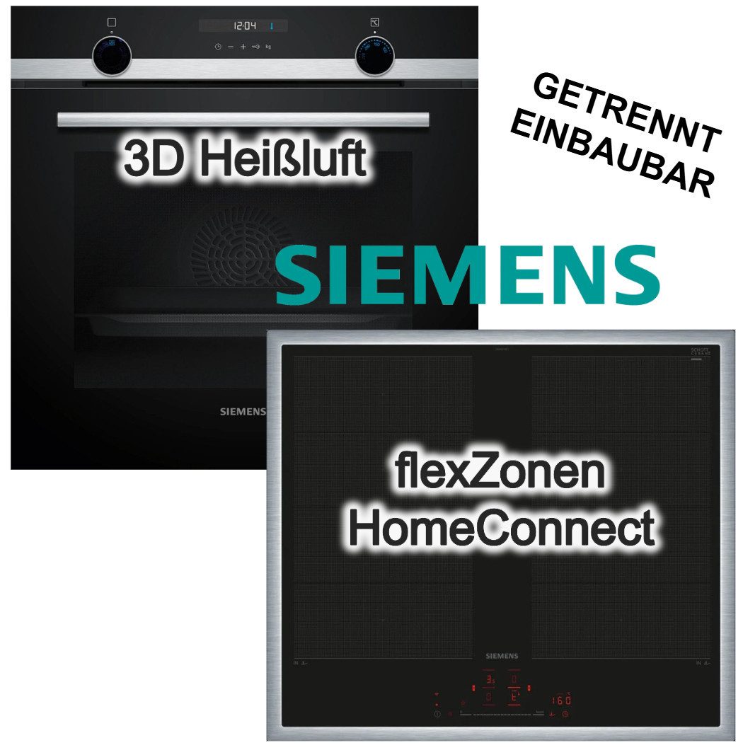 SIEMENS Backofen-Set 3DHeißluft Hydrolyse Pizzafunktion+Induktionsfeld Flexzonen PowerBoost, Hydrolyse