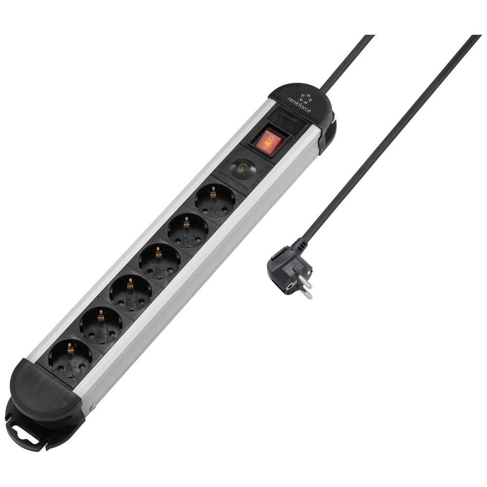 Renkforce 6fach Überspannungsschutz-Steckdosenleiste, 5 m RF-6417718 Розеткиleiste, Überspannungsschutz, mit Schalter, erhöhter Berührungsschutz