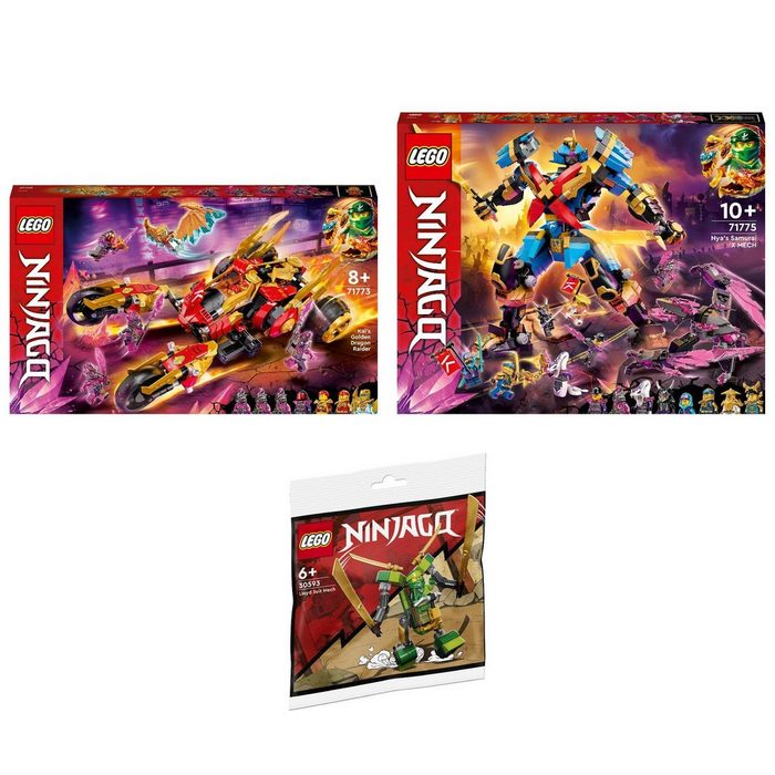 LEGO® Konstruktions-Spielset LEGO Ninjago 3er Set: 71773 Kais Golddrachen-Raide