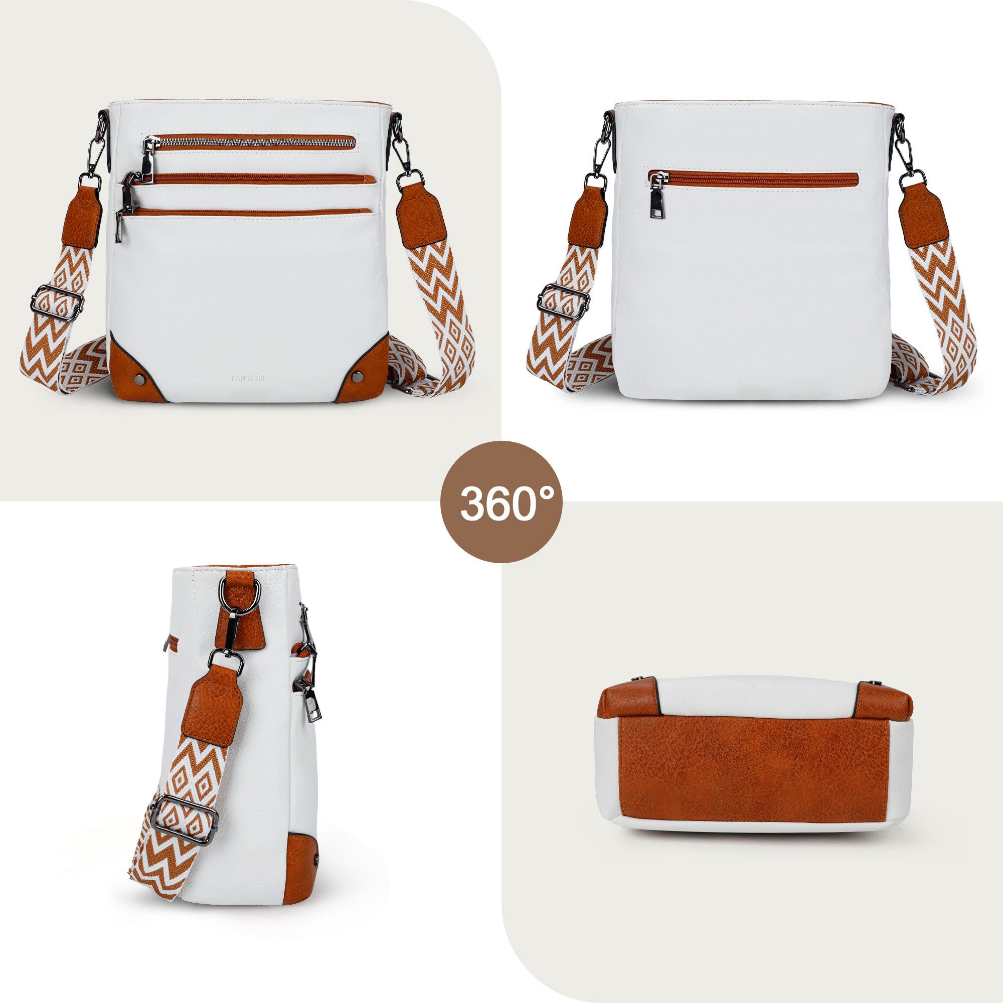 TAN.TOMI Umhängetasche Damen Mittelgroß Schultertasche Mehrere Taschen Crossbody Bag, Mit Verstellbarem Gurt für Schule Arbeit Reisen Ausflug Einkauf