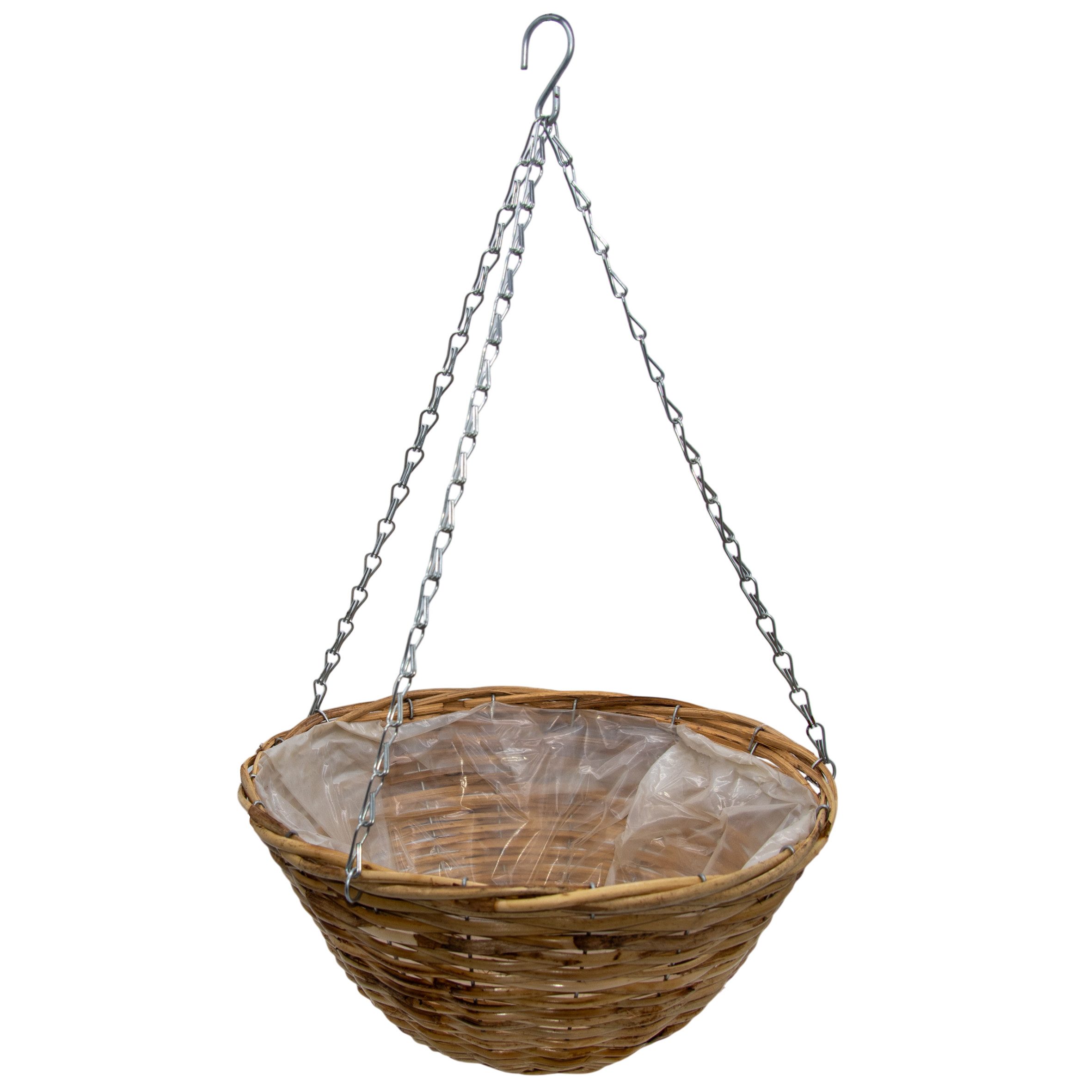 Spetebo Blumentopf Pflanzkorb zum hängen im aus Weide - Ø 35 cm (Stück, 1 St., Hängekorb zum Bepflanzen), Blumentopf Hängeampel mit Kette