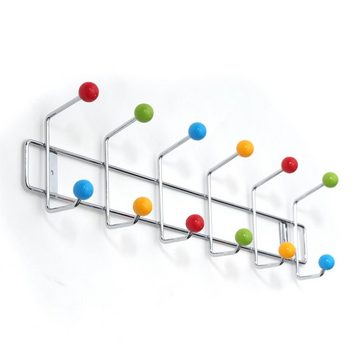 DESIGN DELIGHTS Wandgarderobe Garderobenleiste COLOUR BALL SILBER farbenfrohe Wandgarderobe 12Kugeln