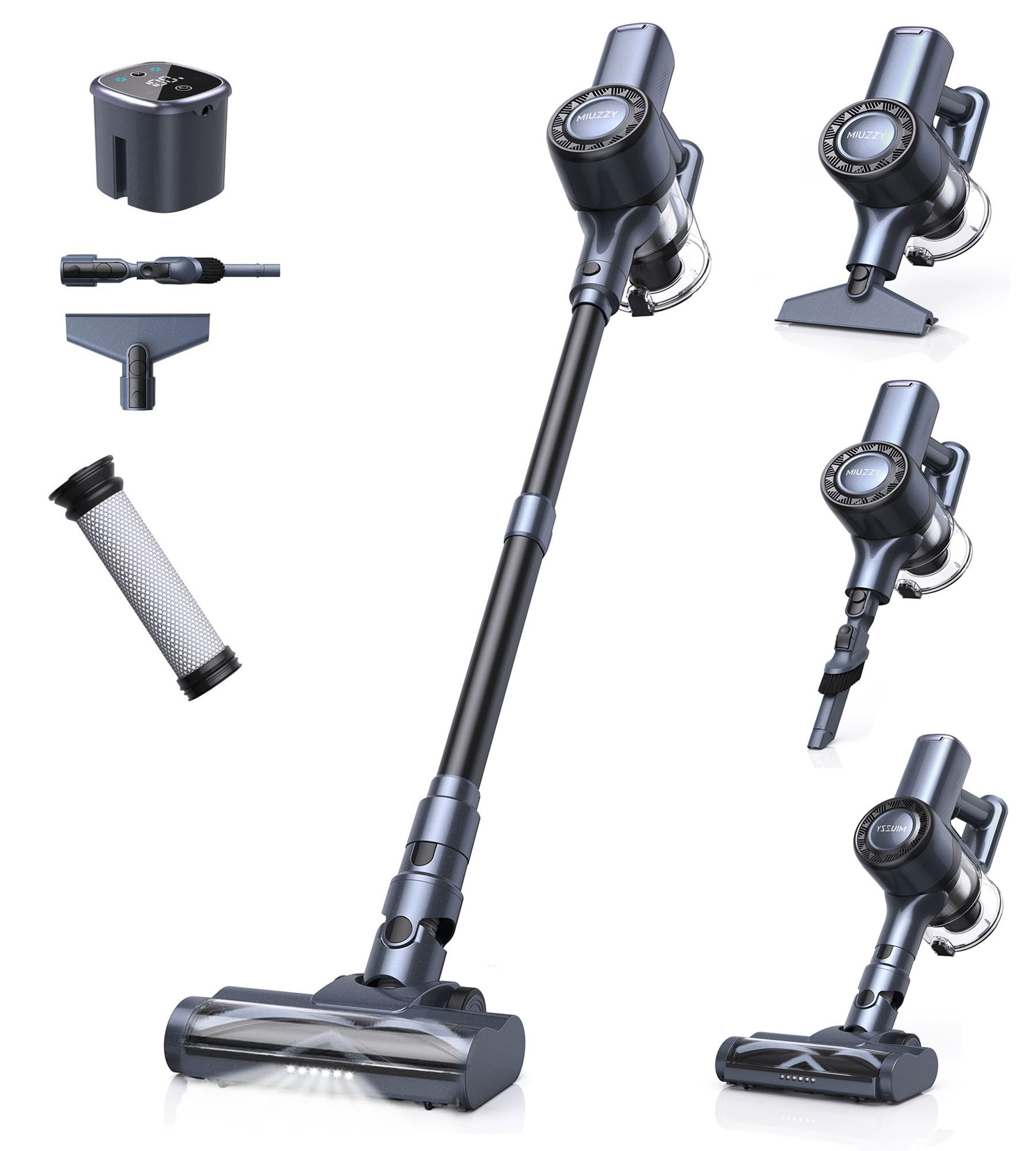 Akku-Stielstaubsauger Kabelloser Staubsauger, 6 IN 1 Handstaubsauger, 30 KPa Akkusauger