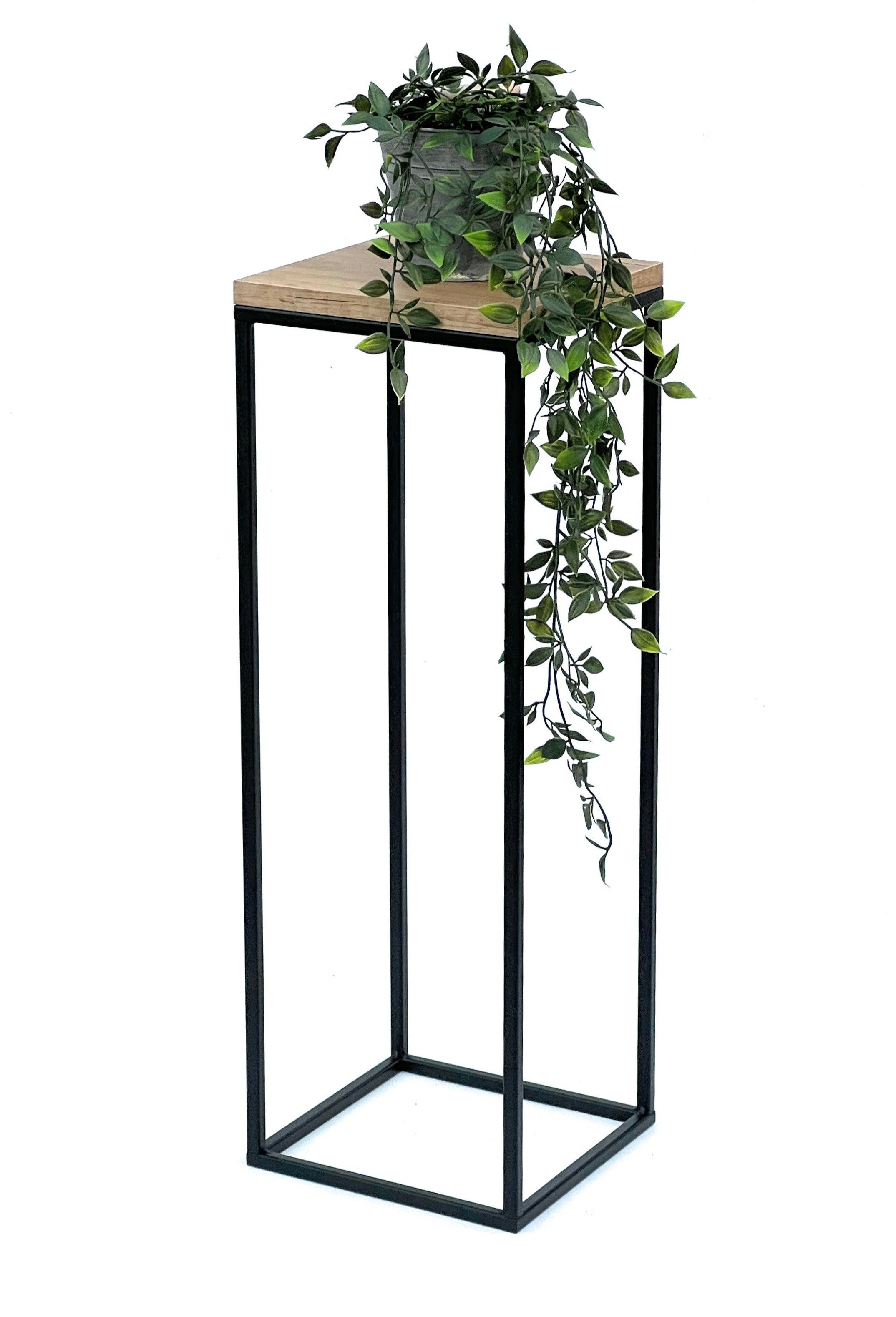 Beistelltisch cm Blumenständer Metall Holz Eckig Blumenhocker DanDiBo 70 Schwarz