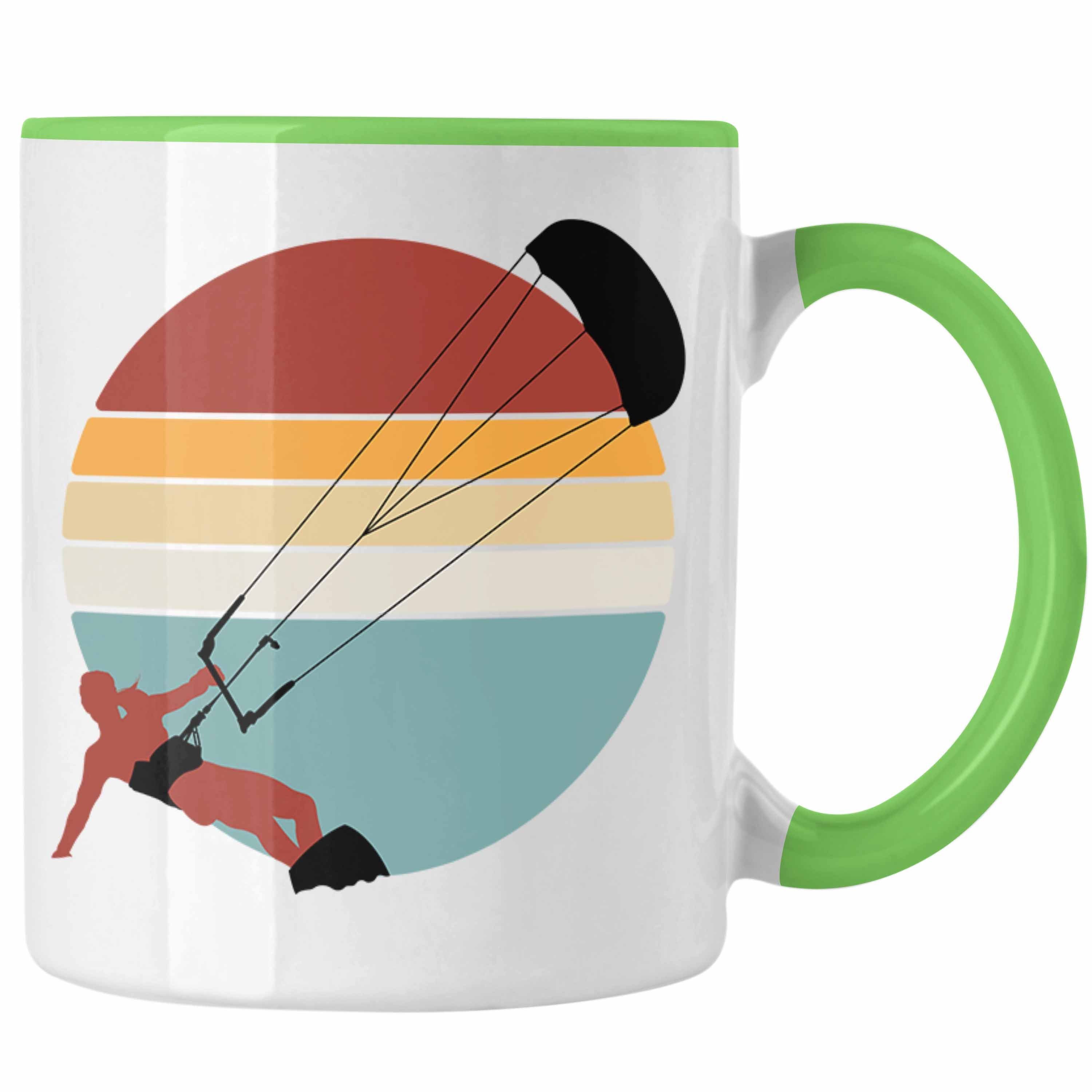 Trendation Tasse Kite Surfen Tasse Geschenk Retro Kitesurfer Geschenkidee Kitesurfing G Grün