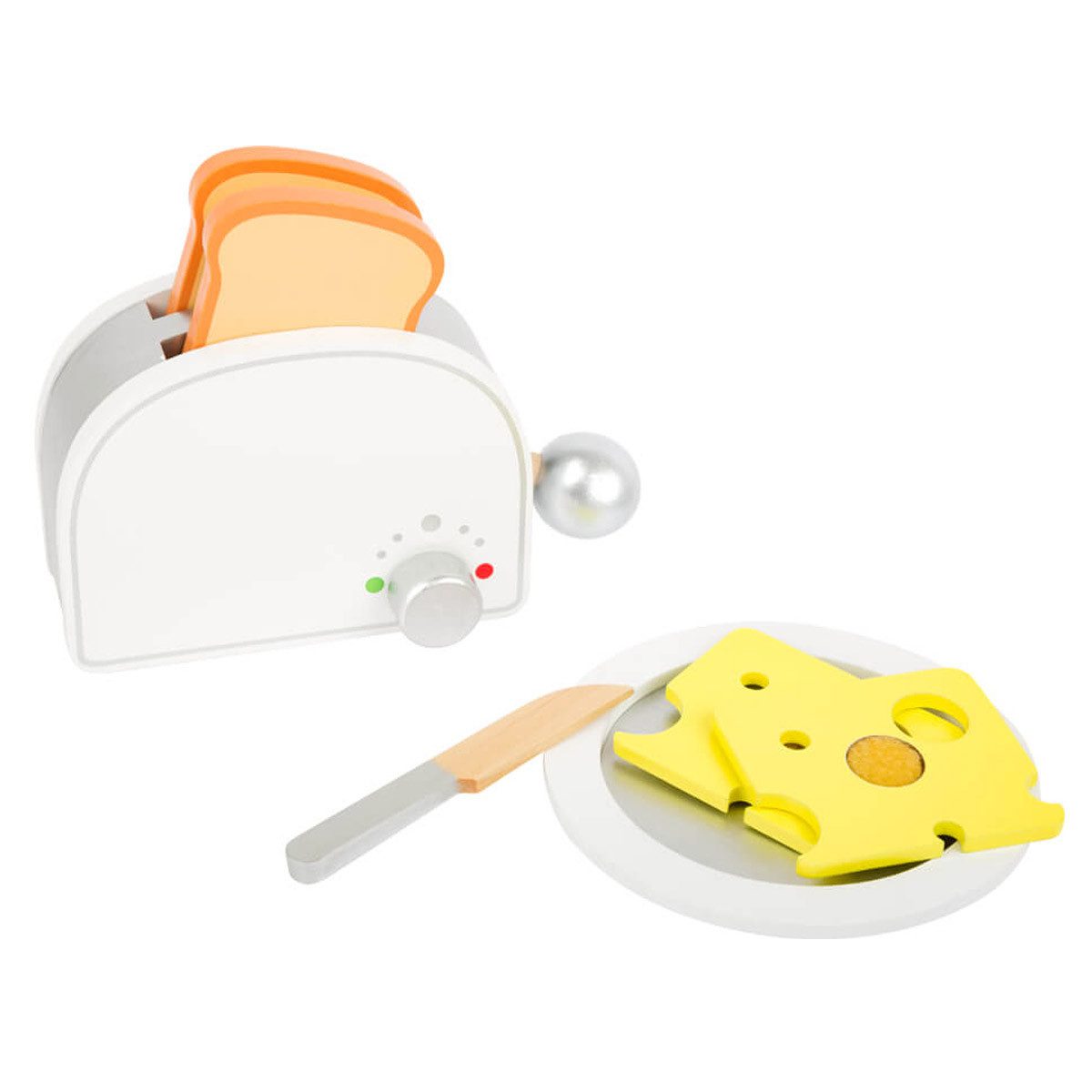 Small Foot Kinder-Toaster Frühstücks-Set Kinderküche, (packung, 7-tlg., set), kompakte Toaster aus massiven Schichtholz