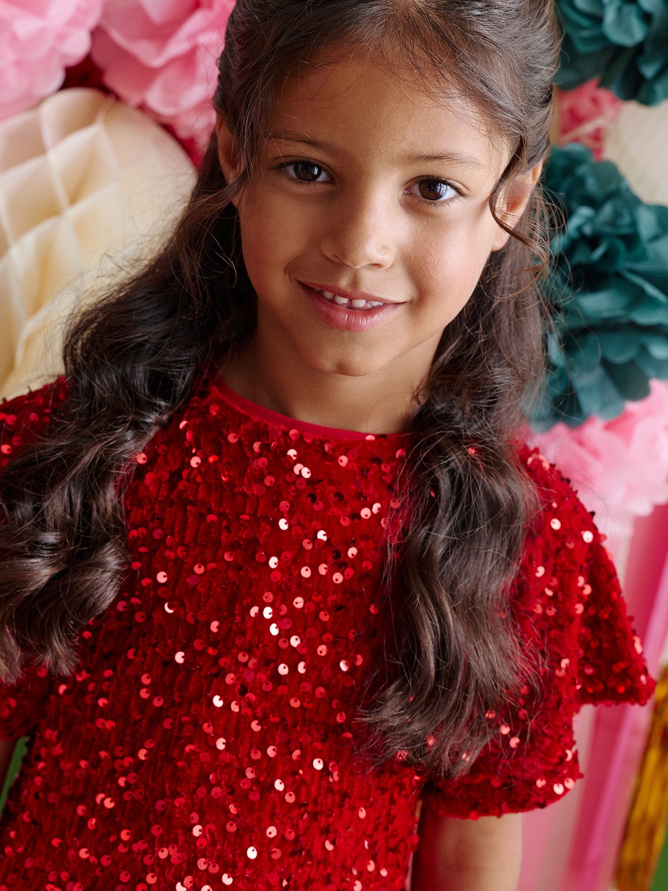vertbaudet Minikleid Mädchenkleid aus Samt und Pailletten – Bild 5 von 5