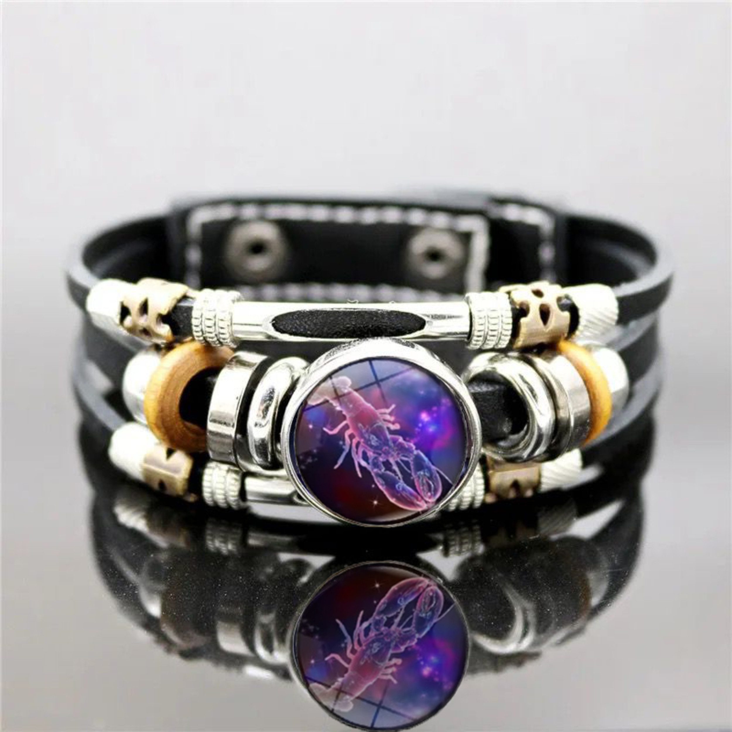 Stelby Armband mit Gravur Armband Sternzeichen Krebs mit 3D Gravur im Glas