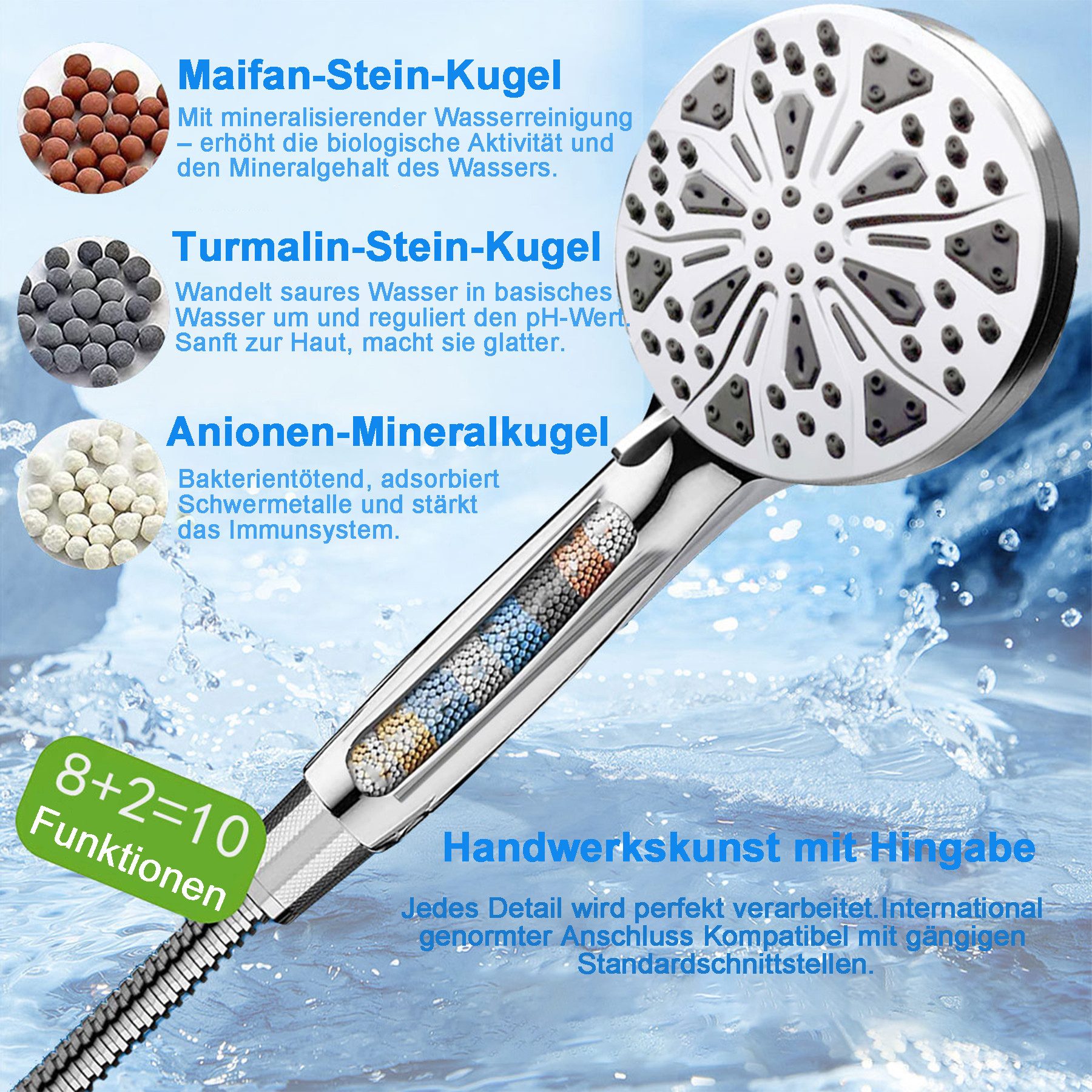 Mutig Duschbrause Duschkopf mit Filter,Hochdruck Handbrause mit Schlauch,Br günstig online kaufen