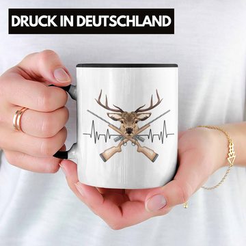 Trendation Tasse Trendation - Reh Jagd Herzschlag Tasse Geschenk für Jäger Hobby Gesche