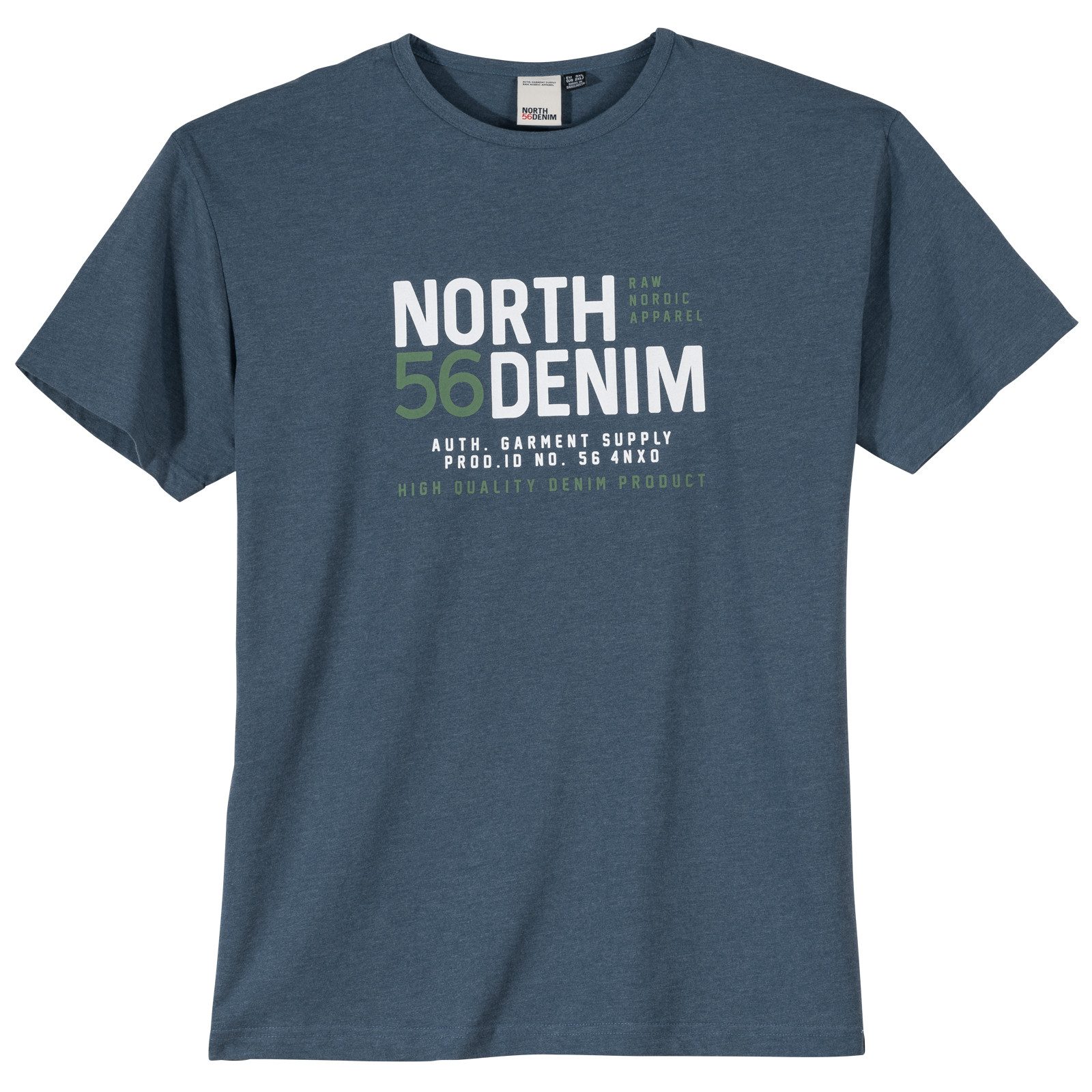 north 56 4 V-Shirt North56Denim XXL T-Shirt blau melange cooler Print günstig online kaufen